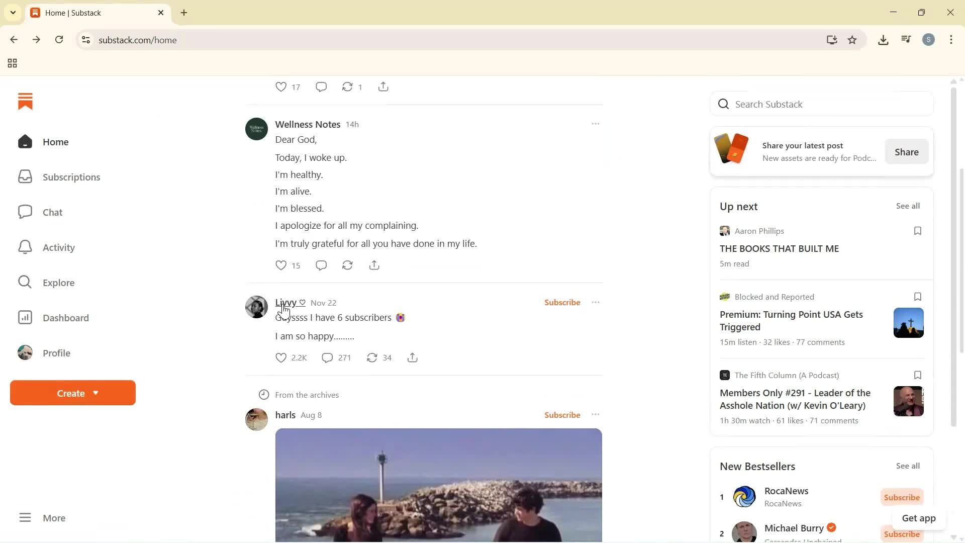 Subscribing screenshot