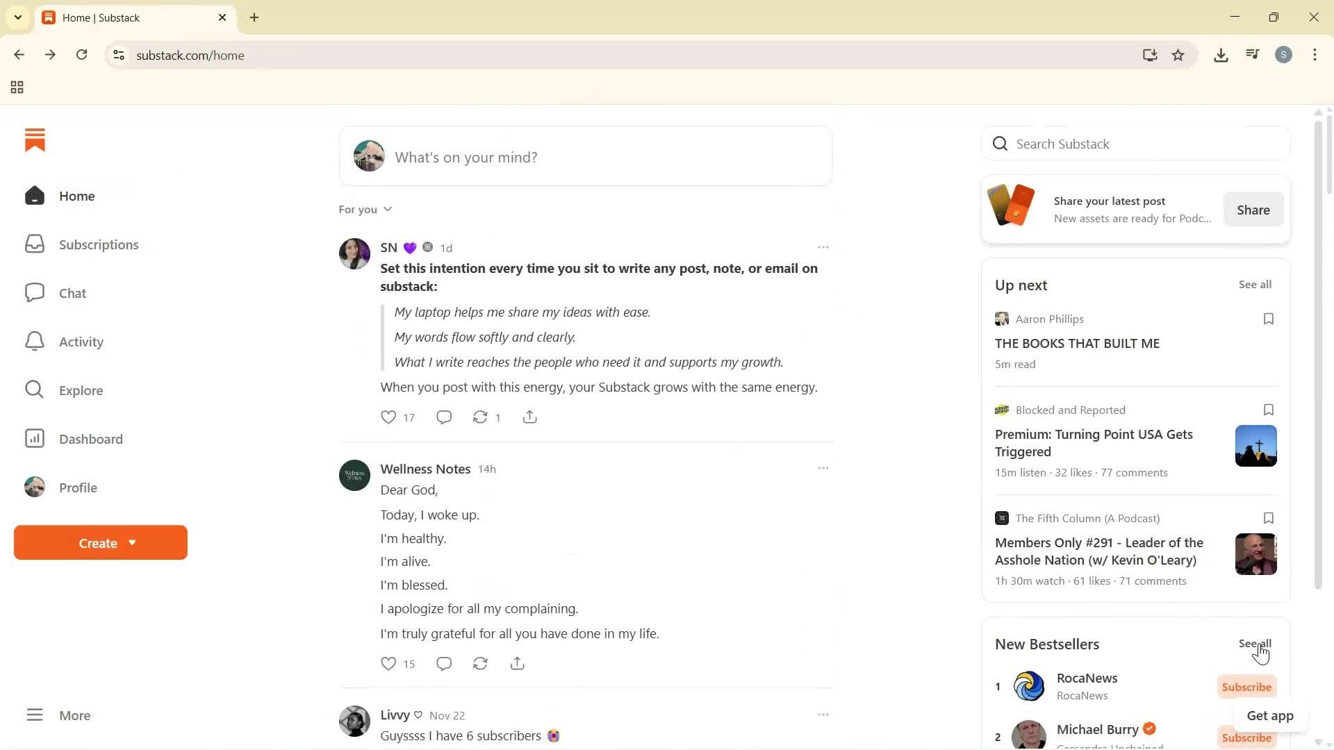 Subscribing screenshot