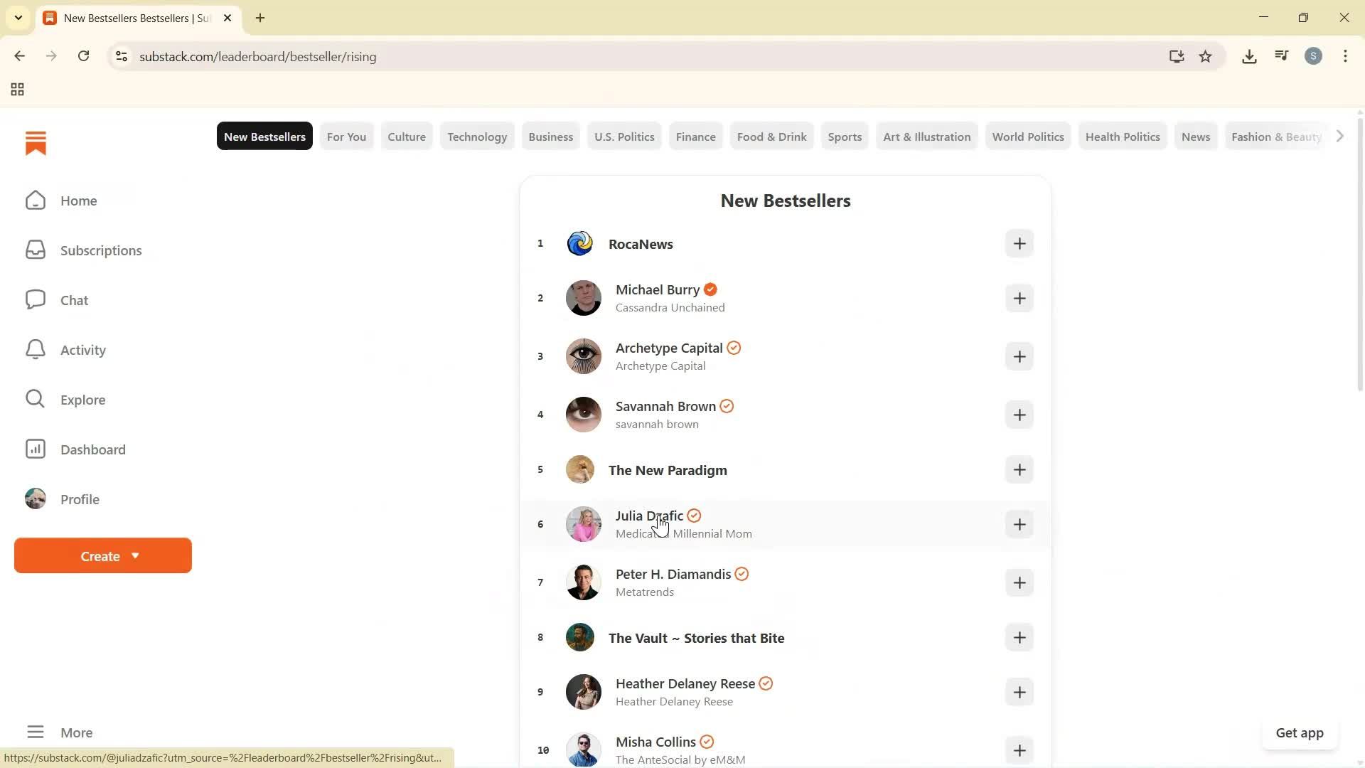 Subscribing screenshot