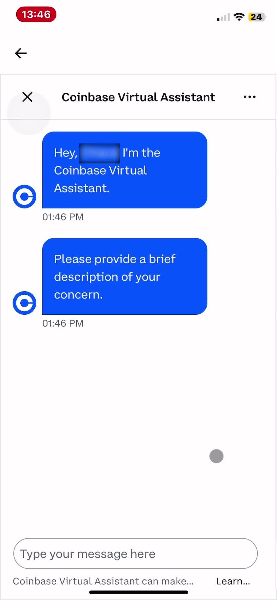 Help center screenshot