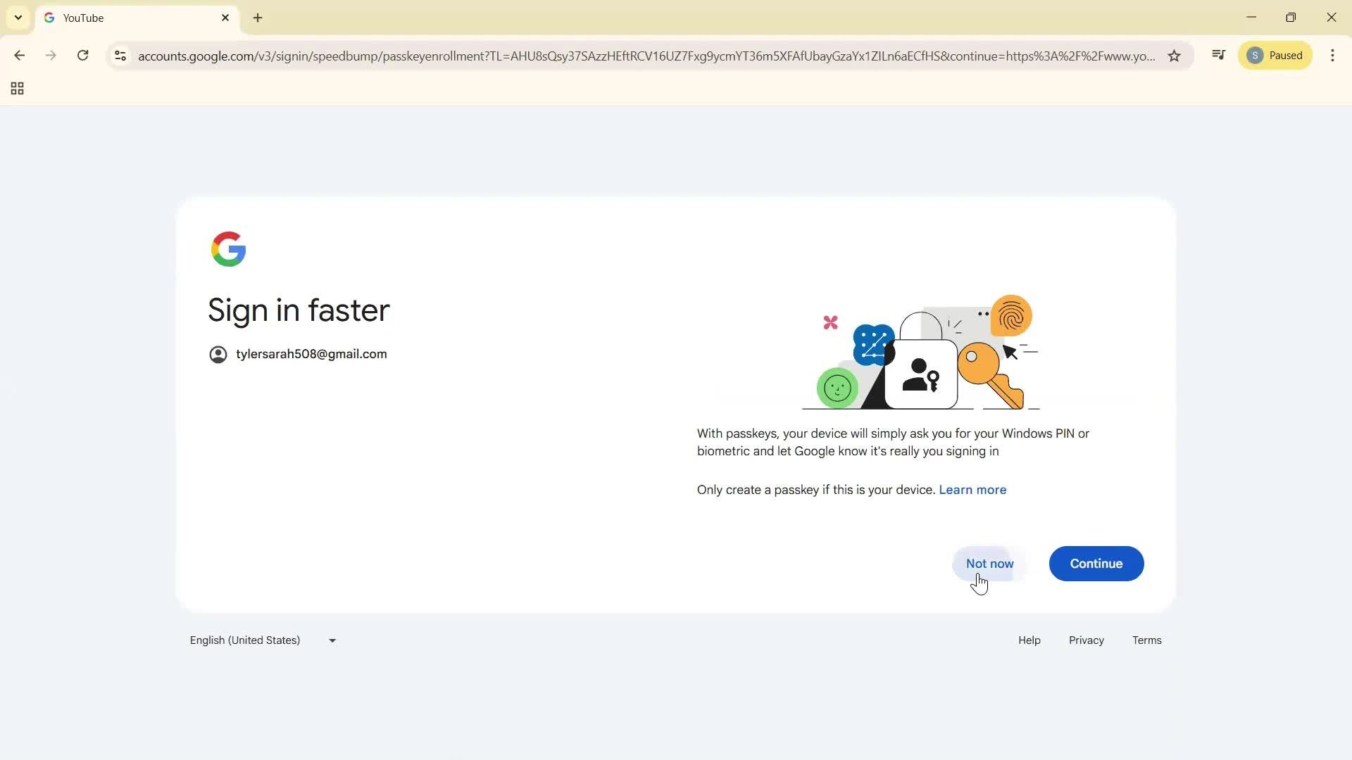 Switching accounts screenshot