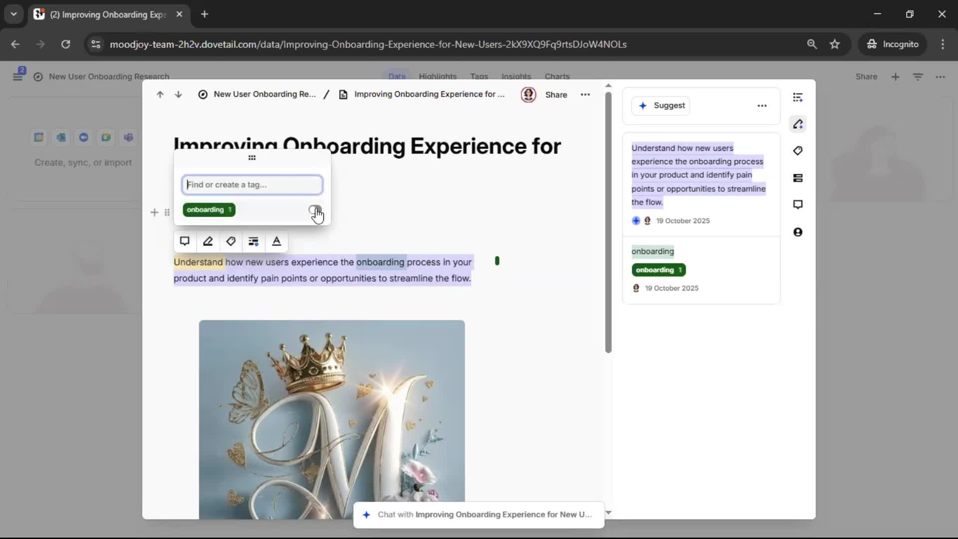 Tagging screenshot