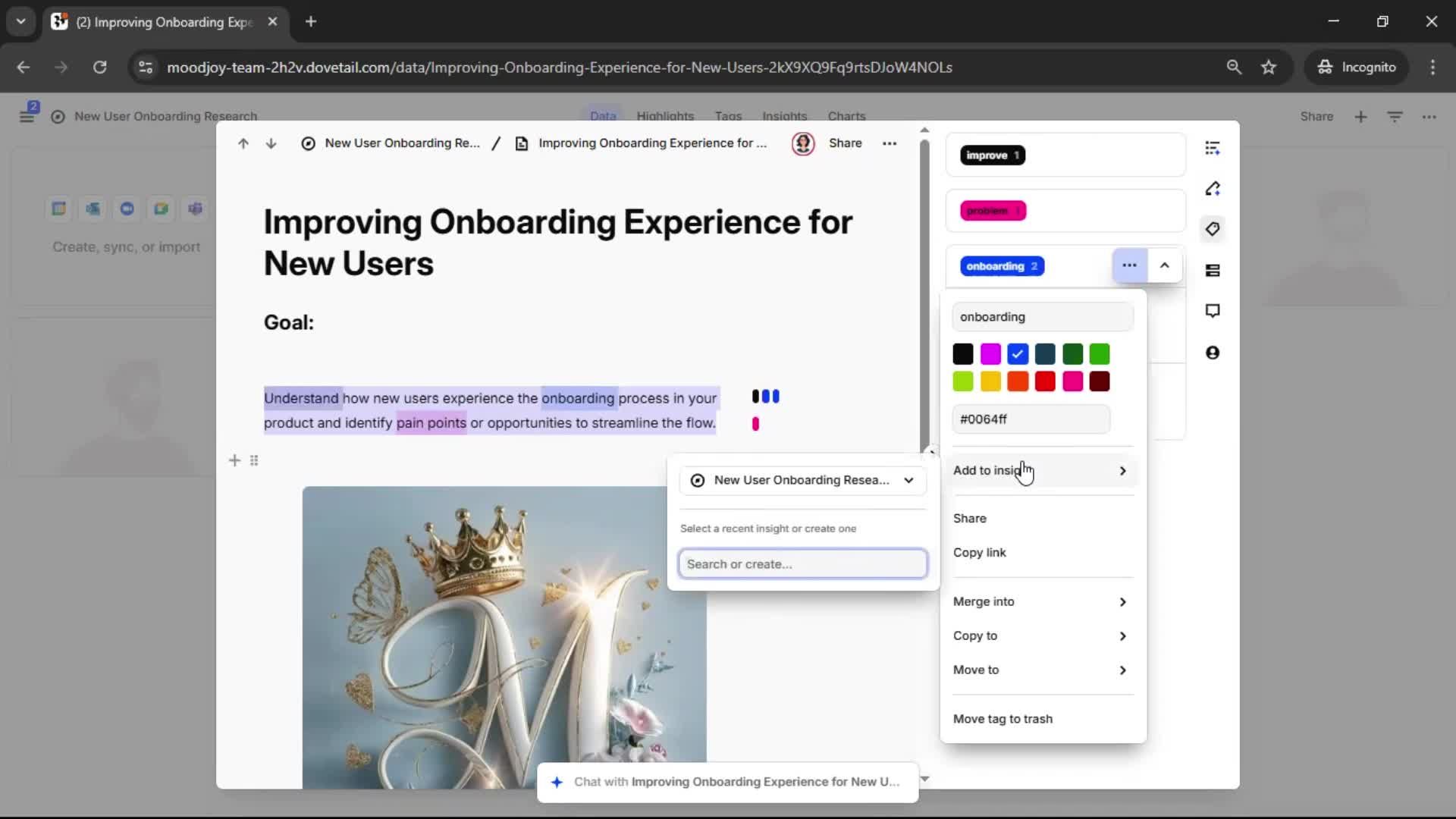 Tagging screenshot