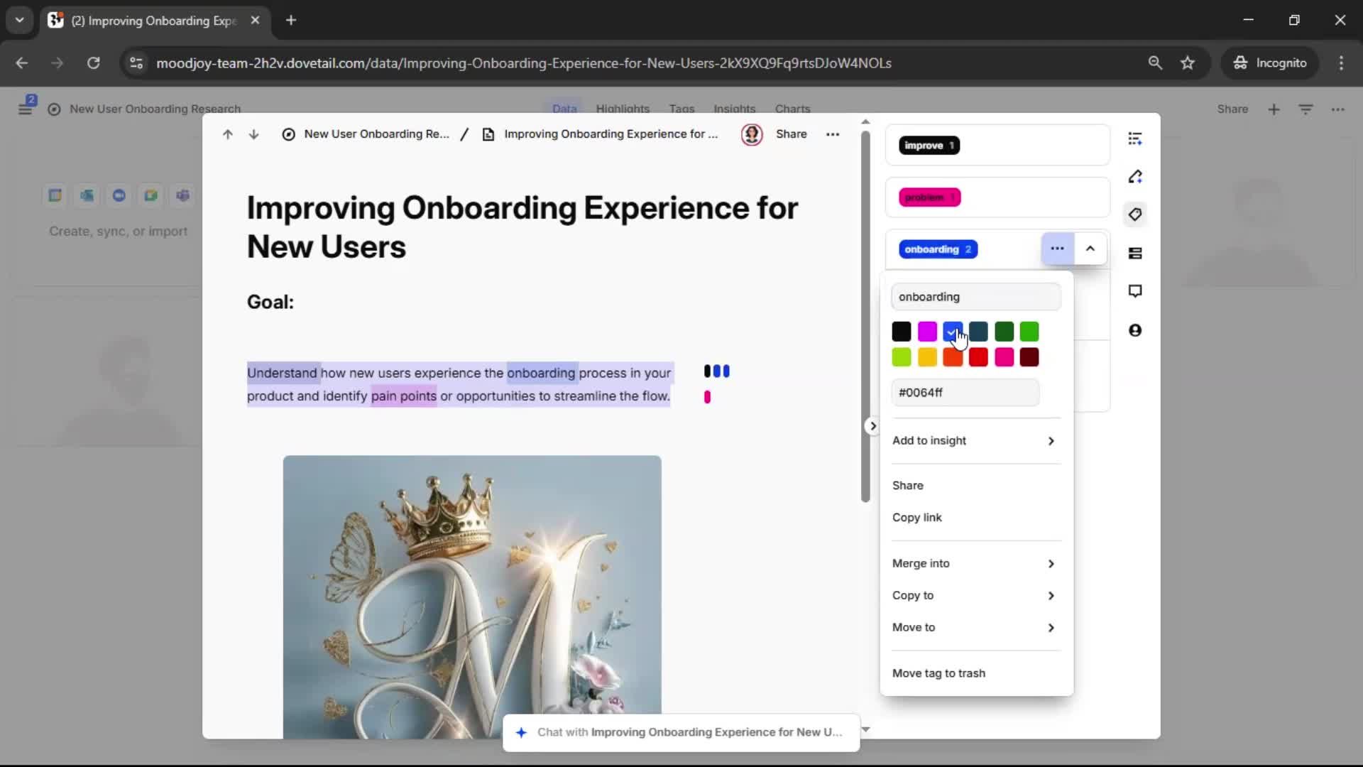 Tagging screenshot