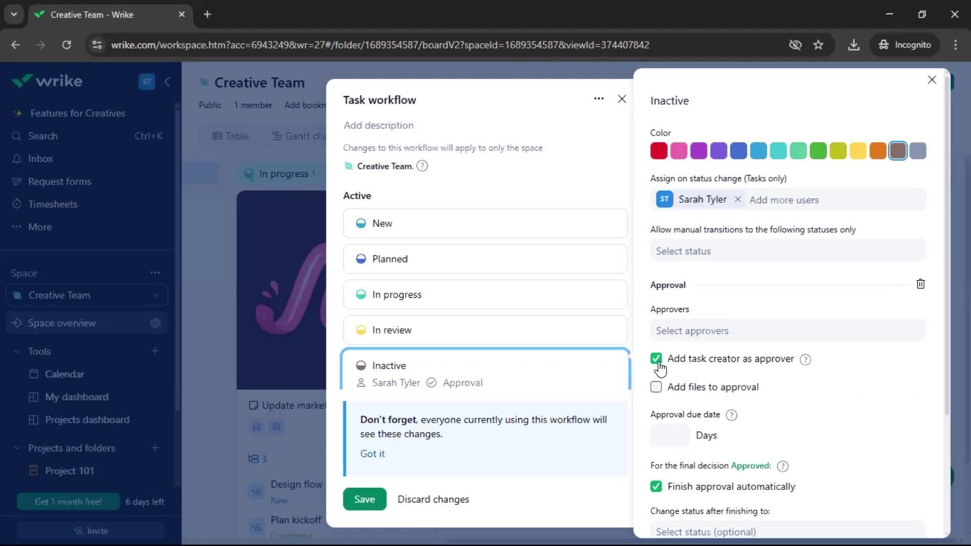 Tasks screenshot