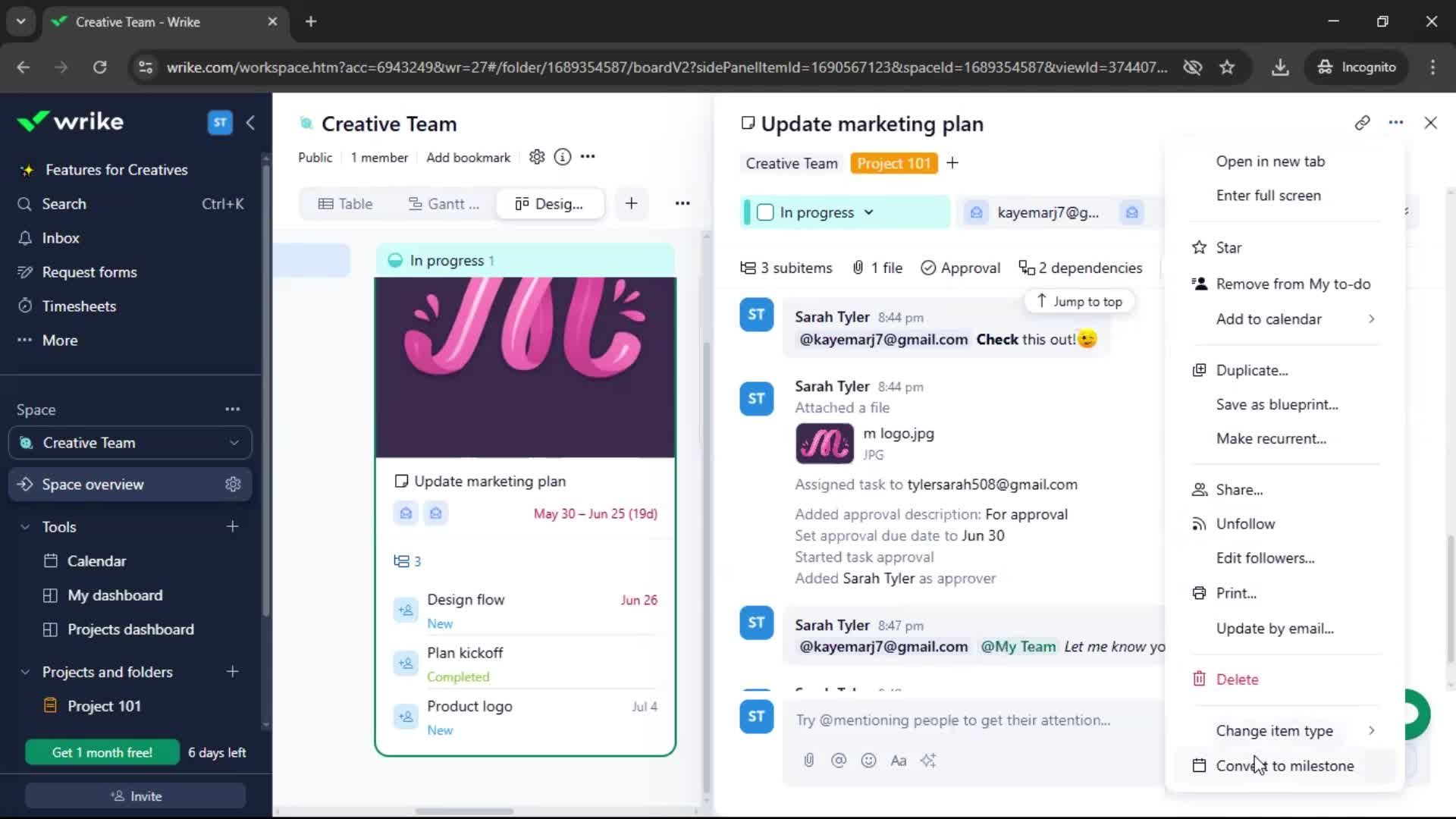 Tasks screenshot