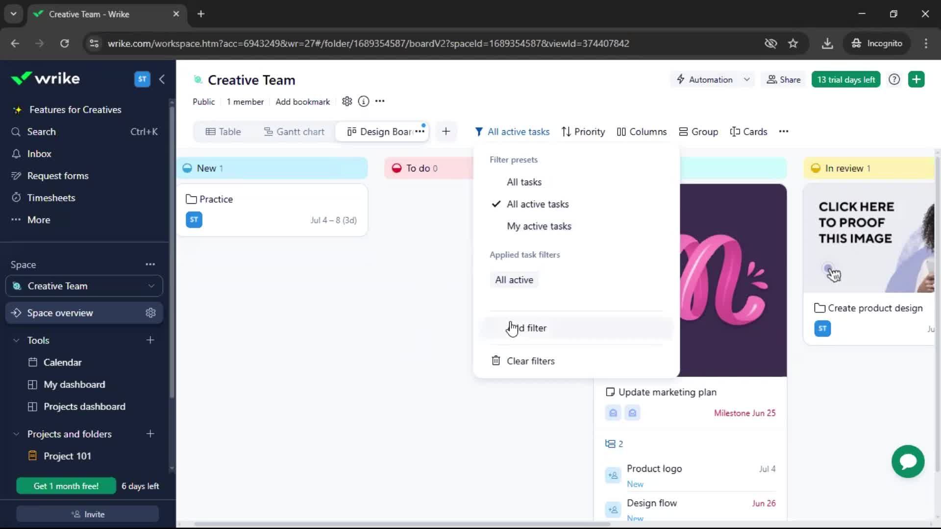 Tasks screenshot