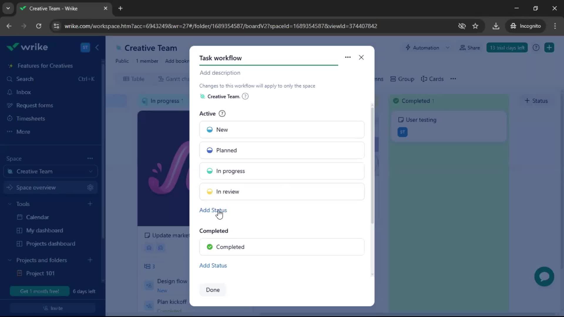 Tasks screenshot