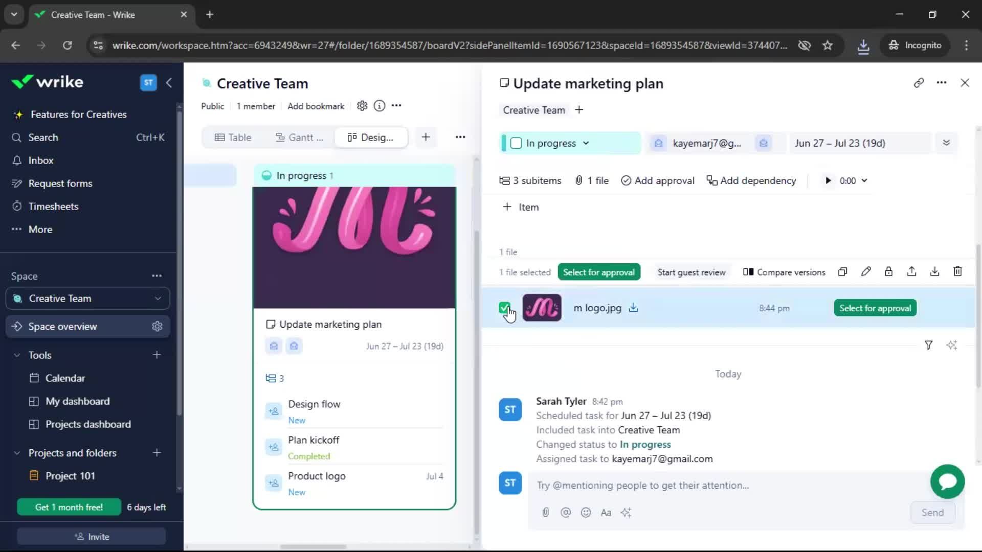 Tasks screenshot