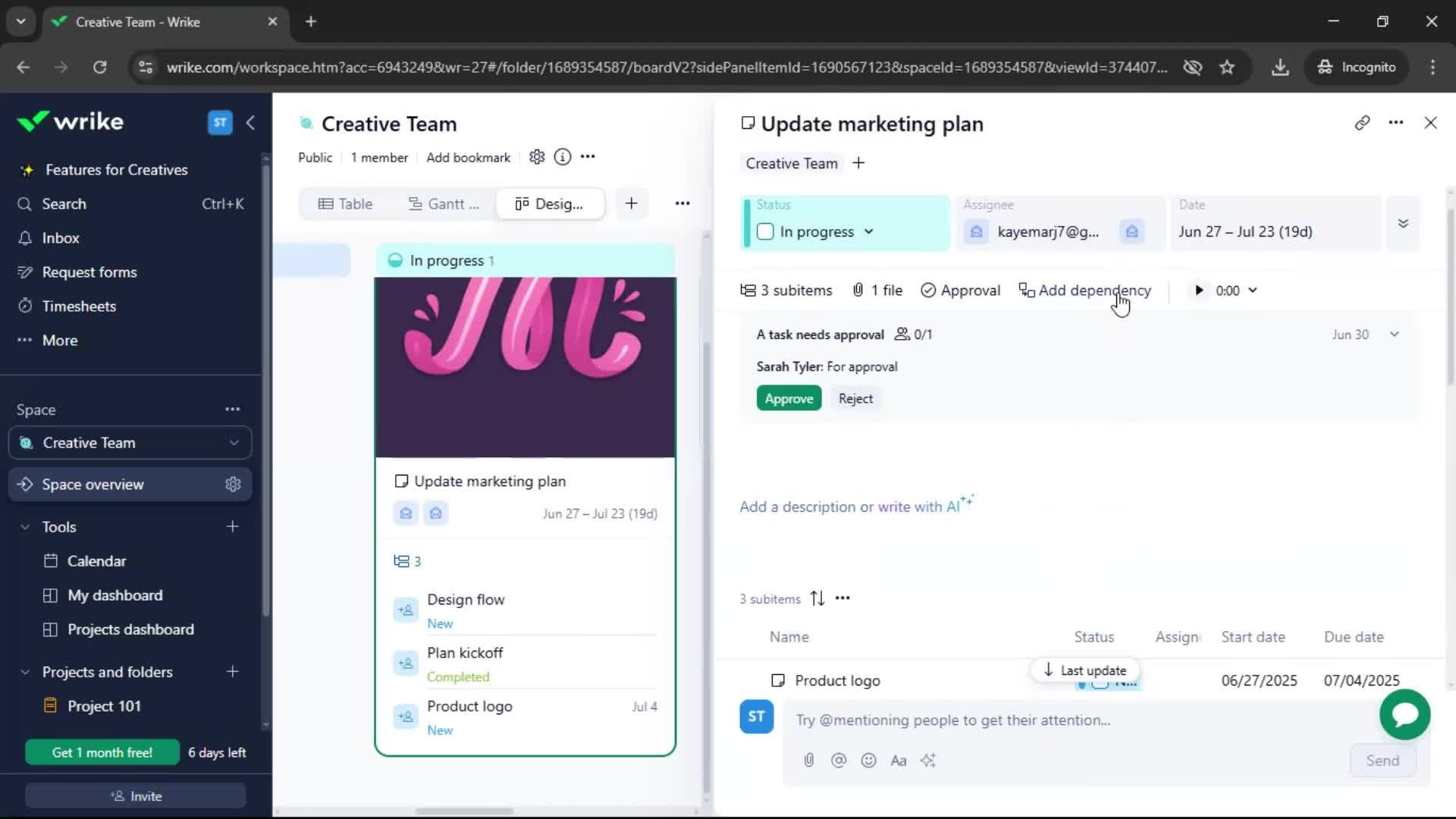 Tasks screenshot