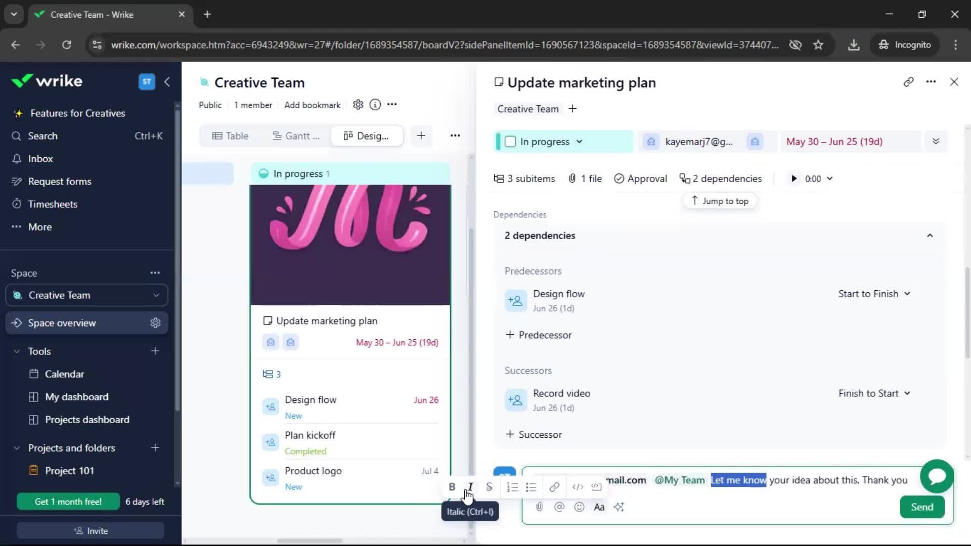 Tasks screenshot