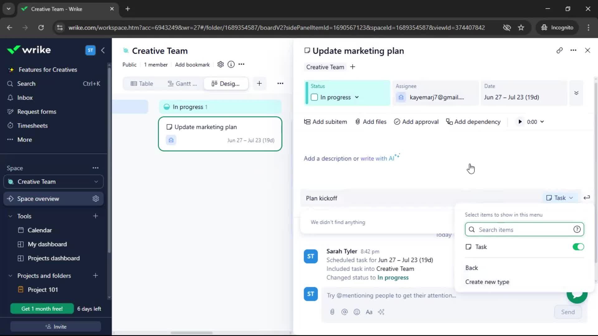 Tasks screenshot