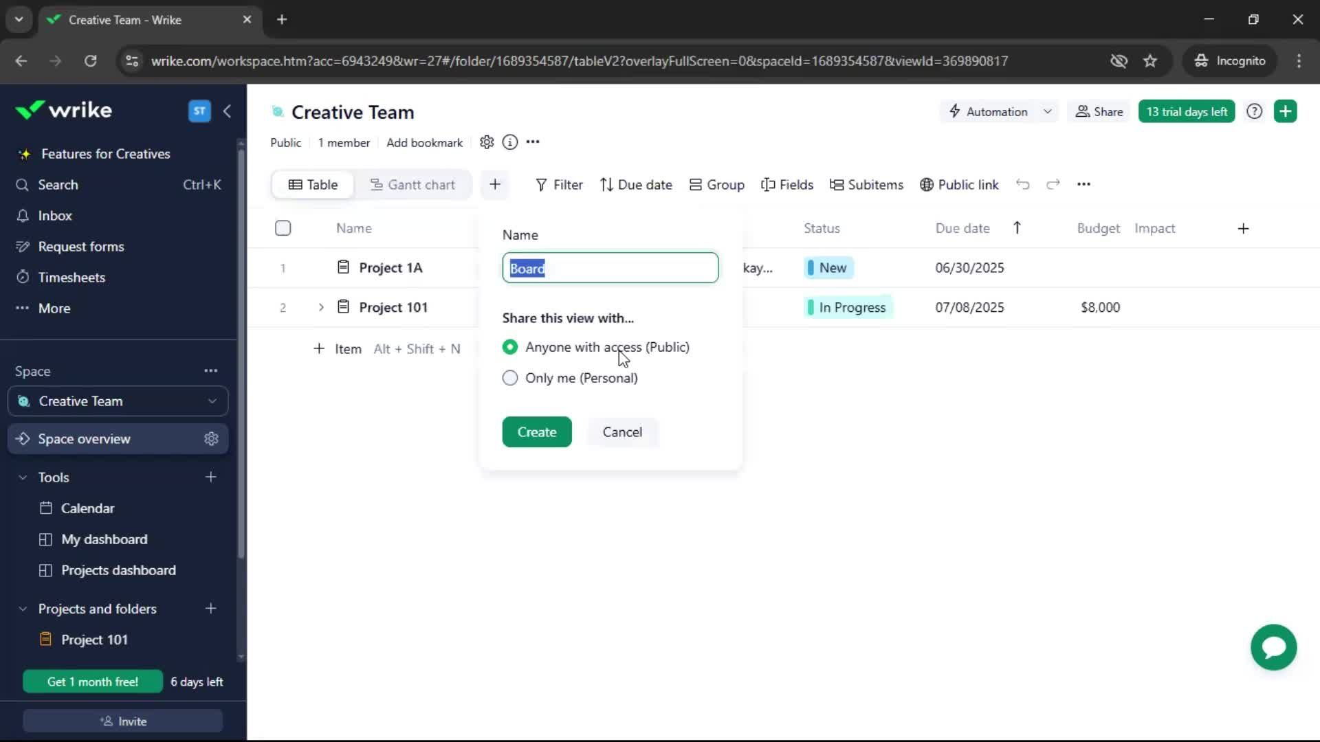 Tasks screenshot
