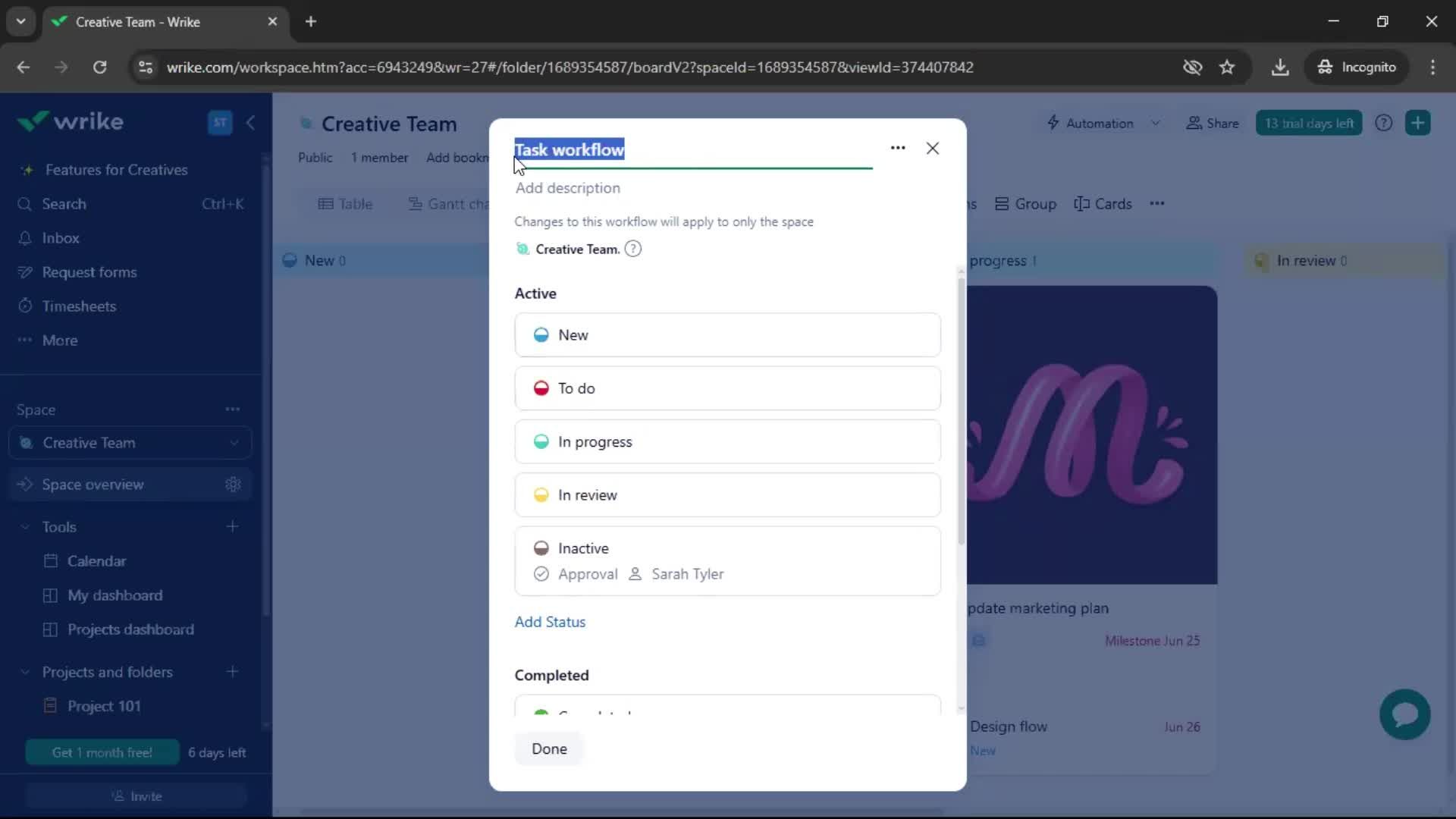 Tasks screenshot