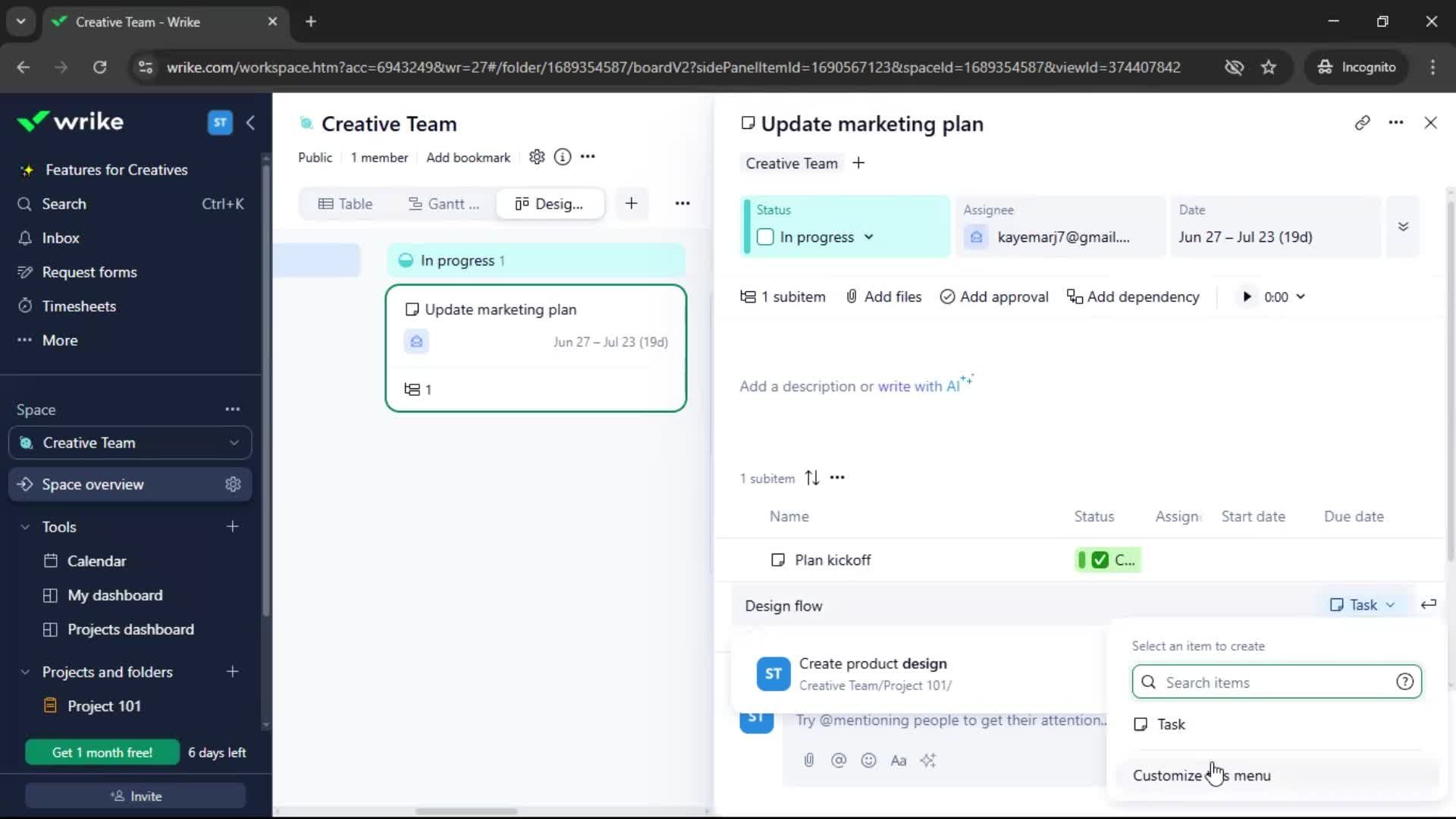 Tasks screenshot