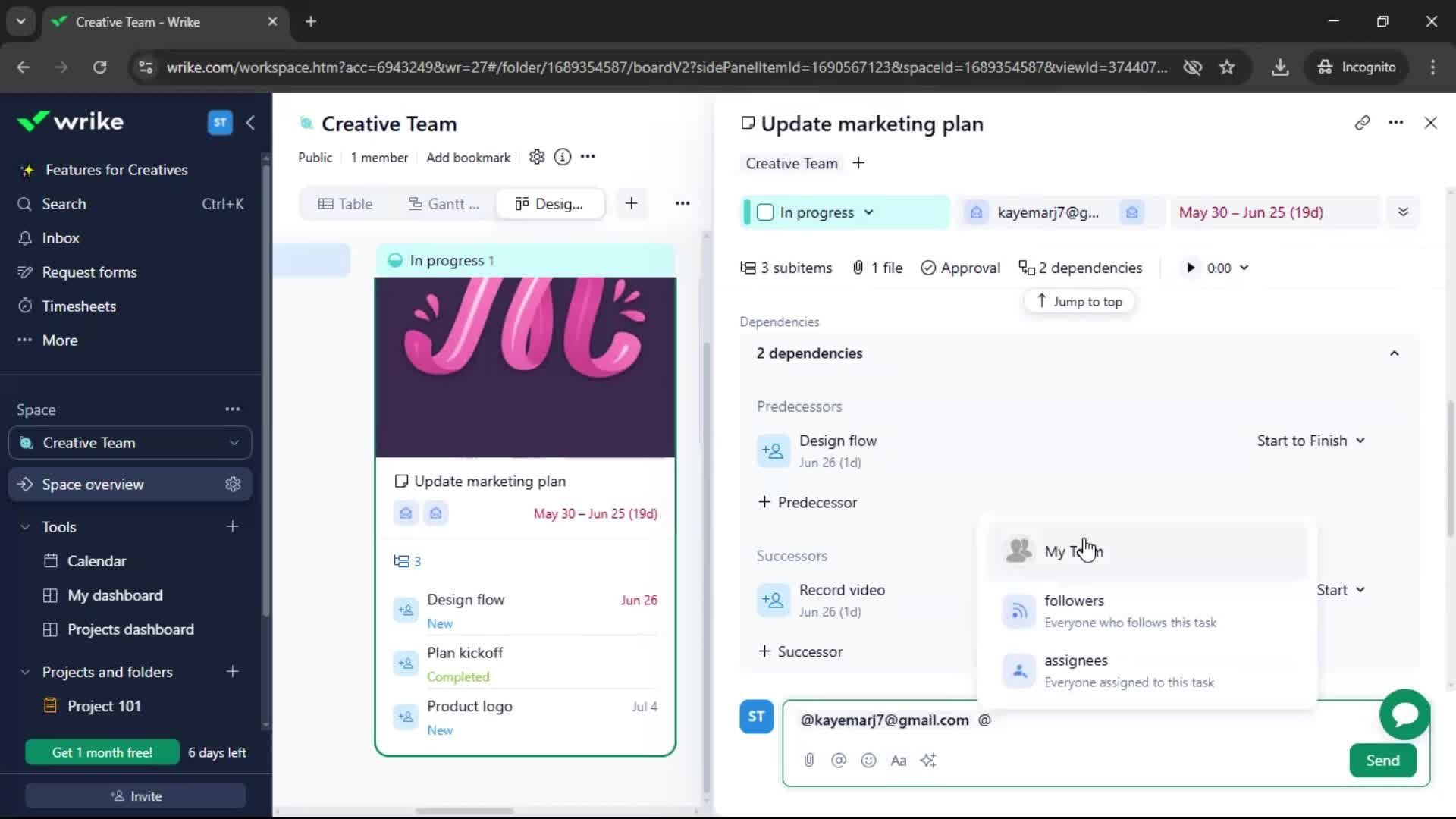 Tasks screenshot