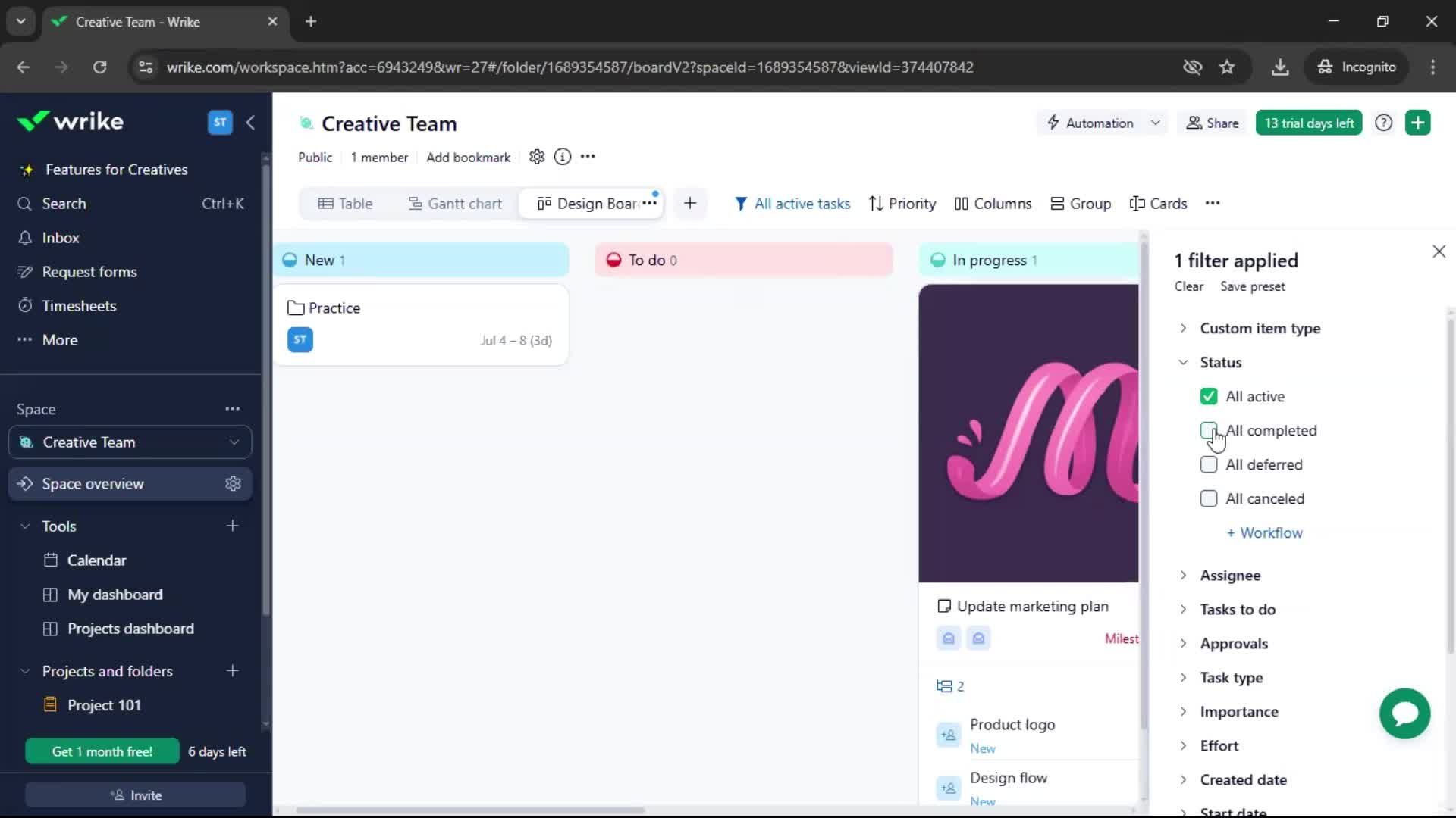 Tasks screenshot