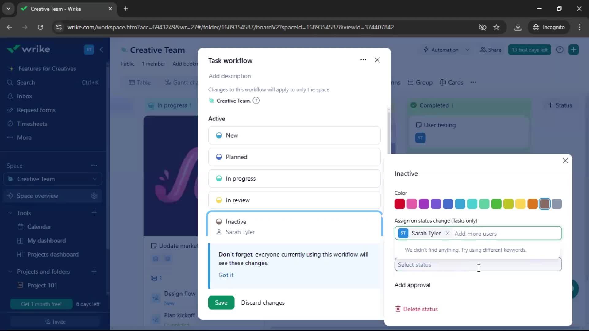 Tasks screenshot