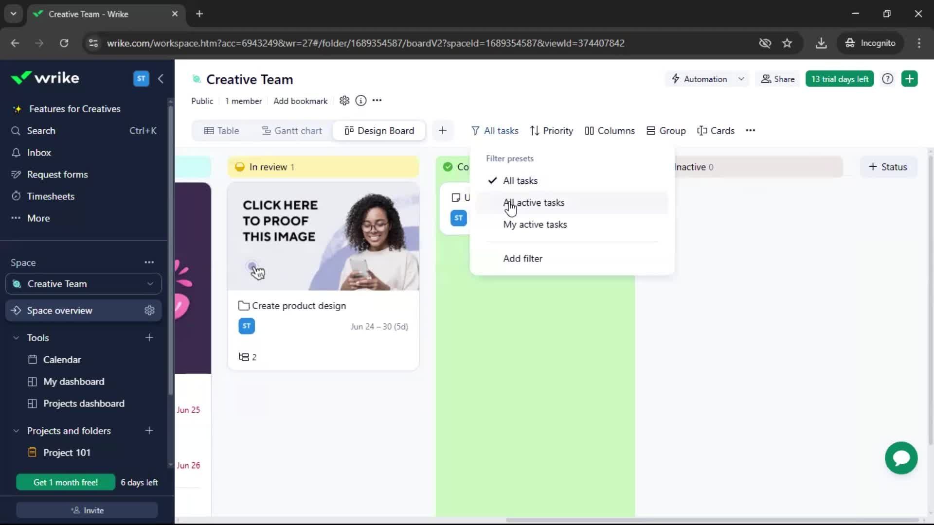 Tasks screenshot