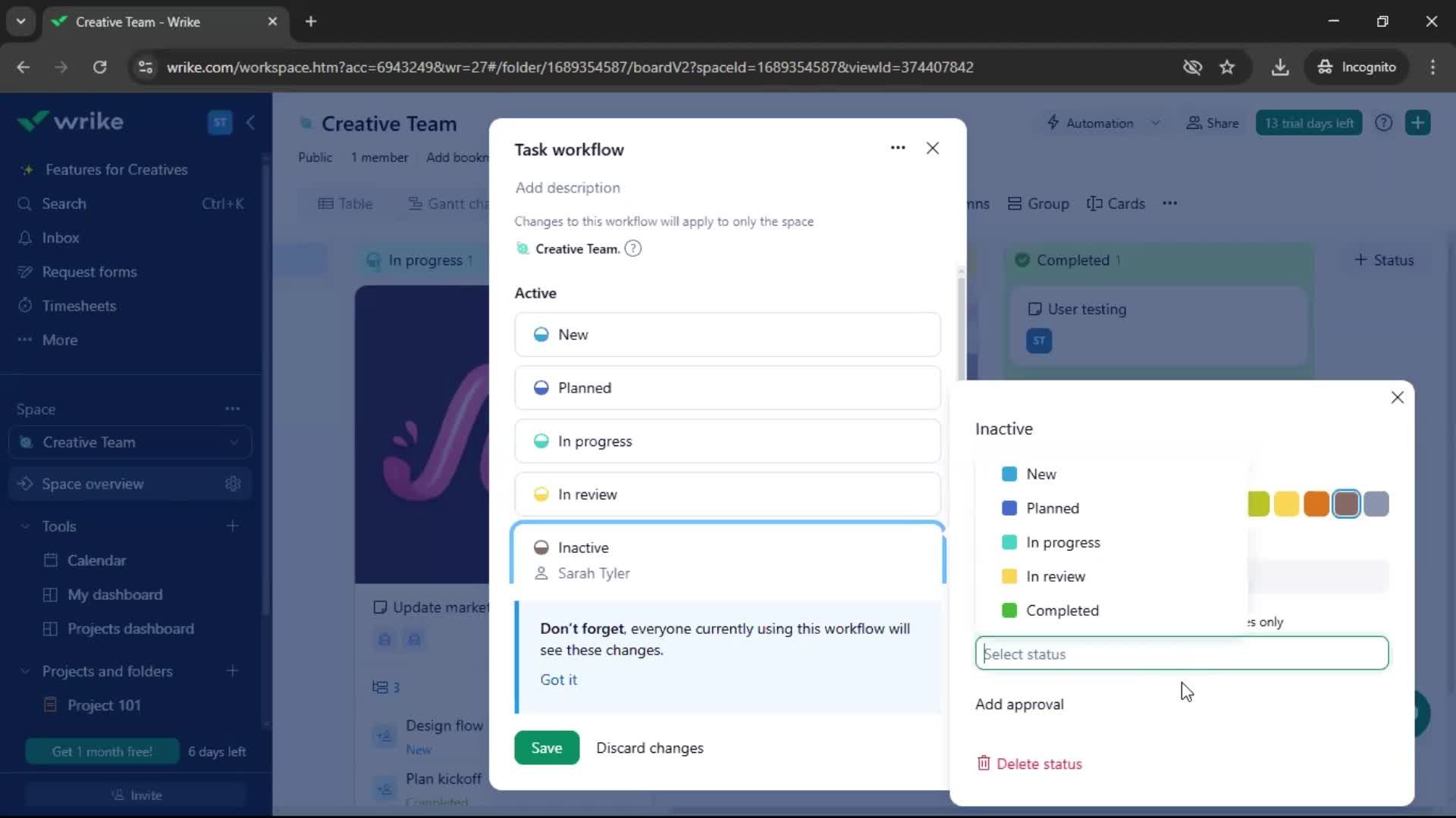 Tasks screenshot