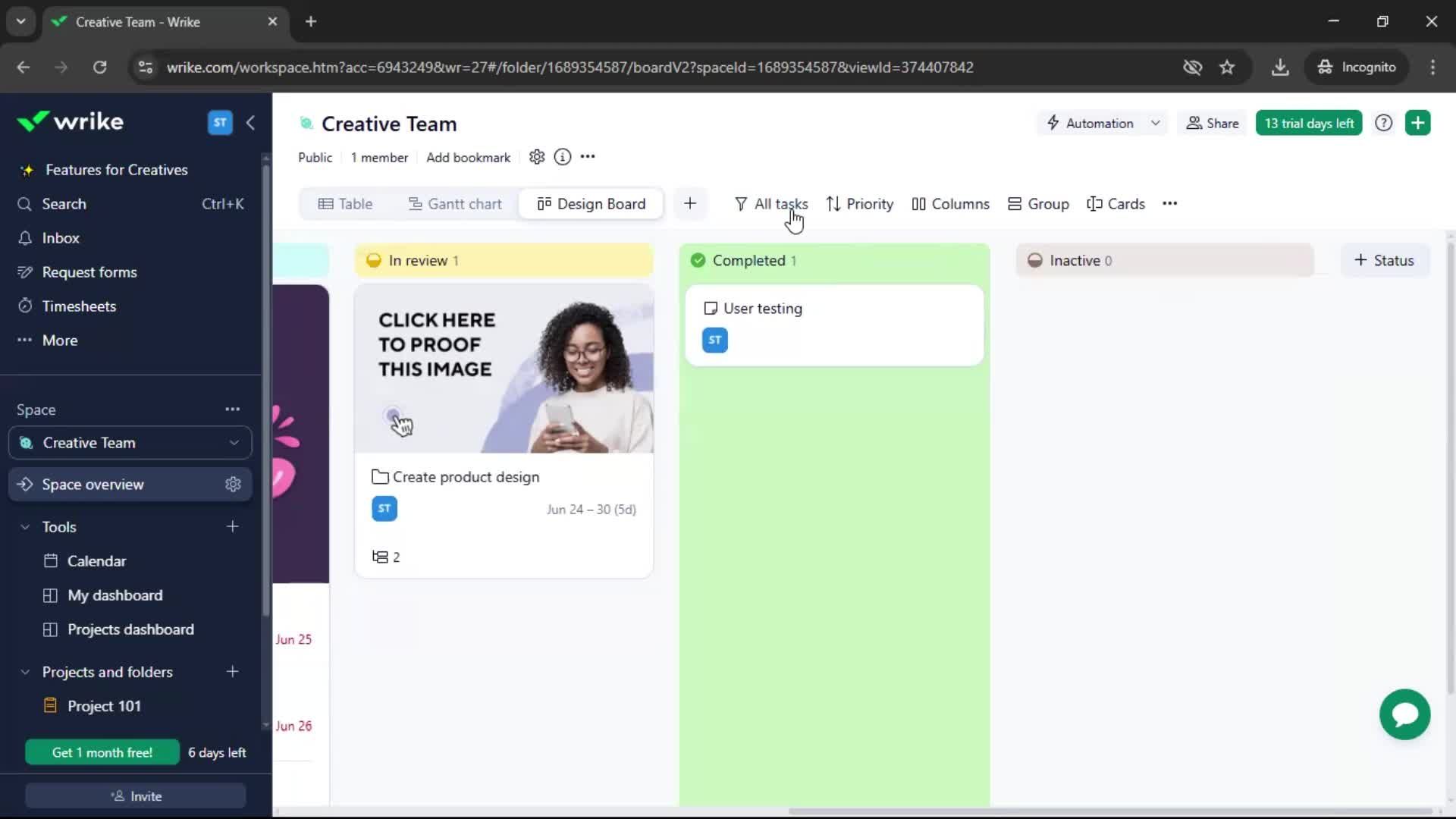 Tasks screenshot