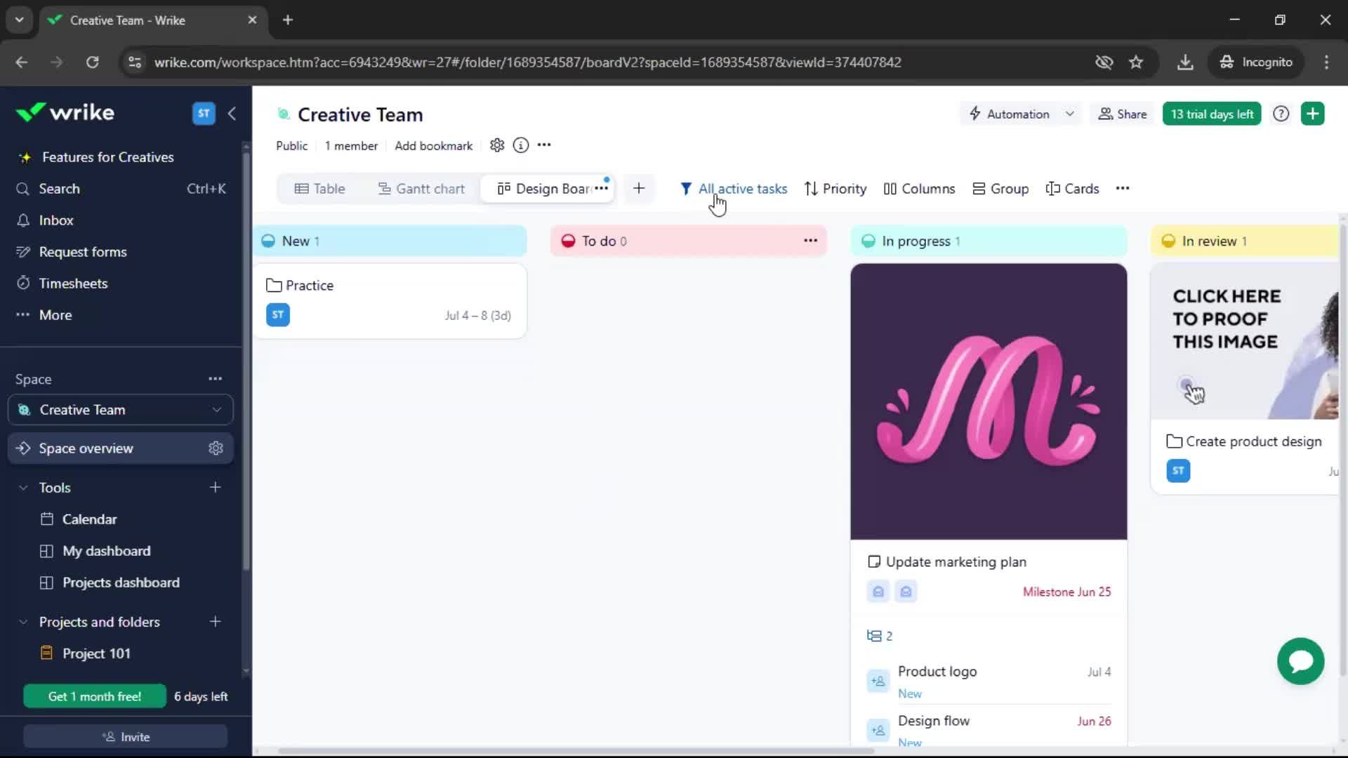 Tasks screenshot
