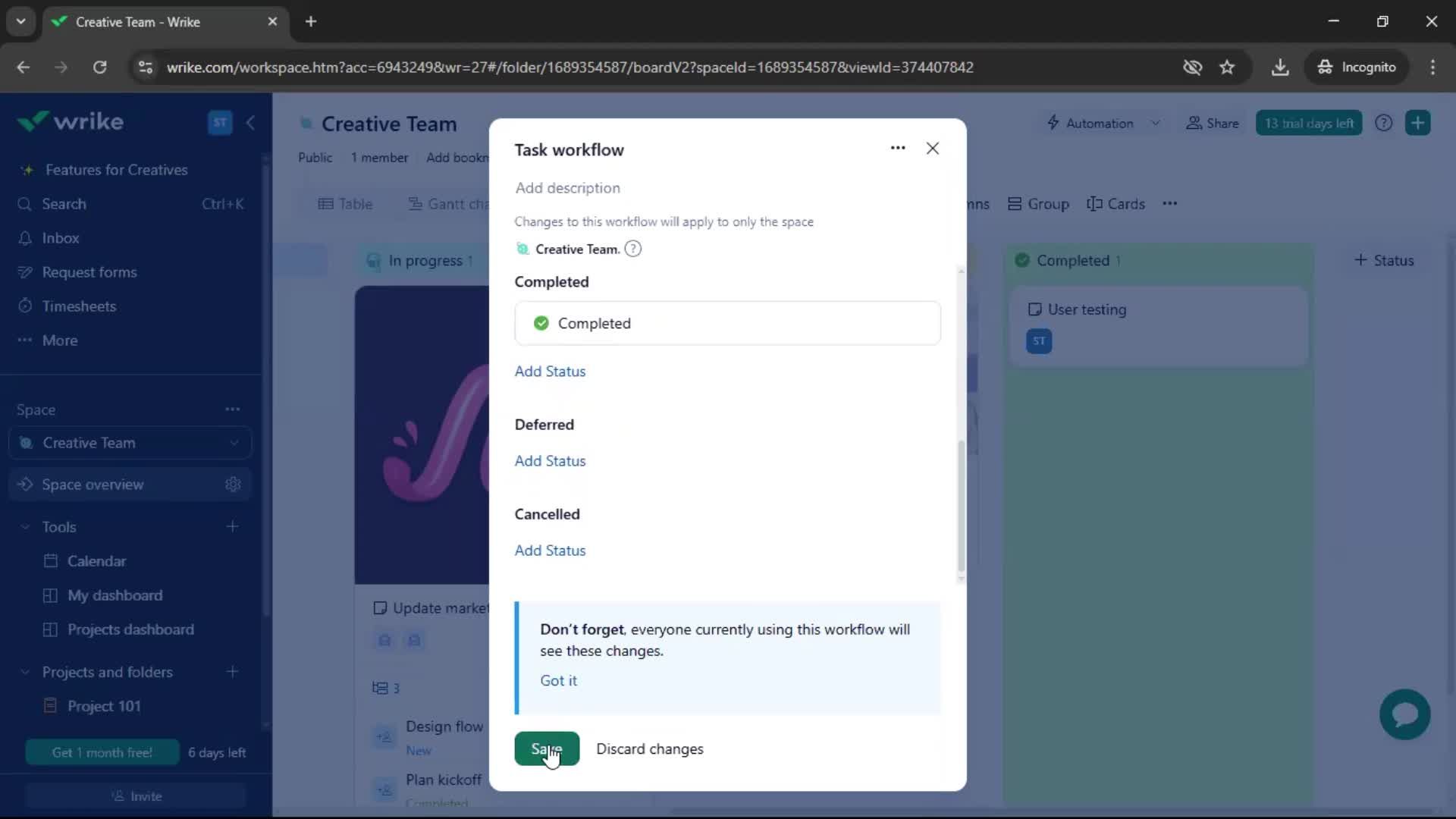 Tasks screenshot