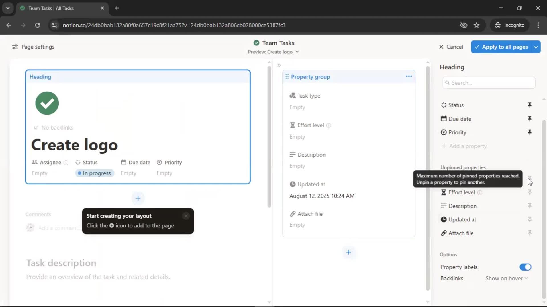 Tasks screenshot
