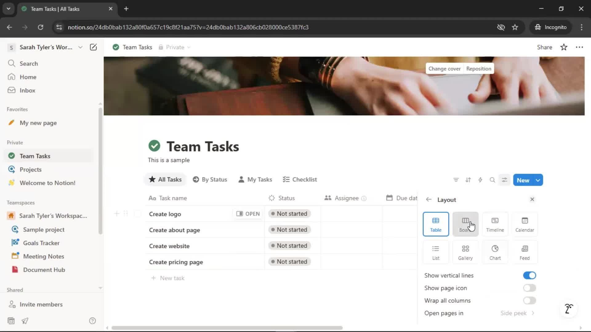 Tasks screenshot