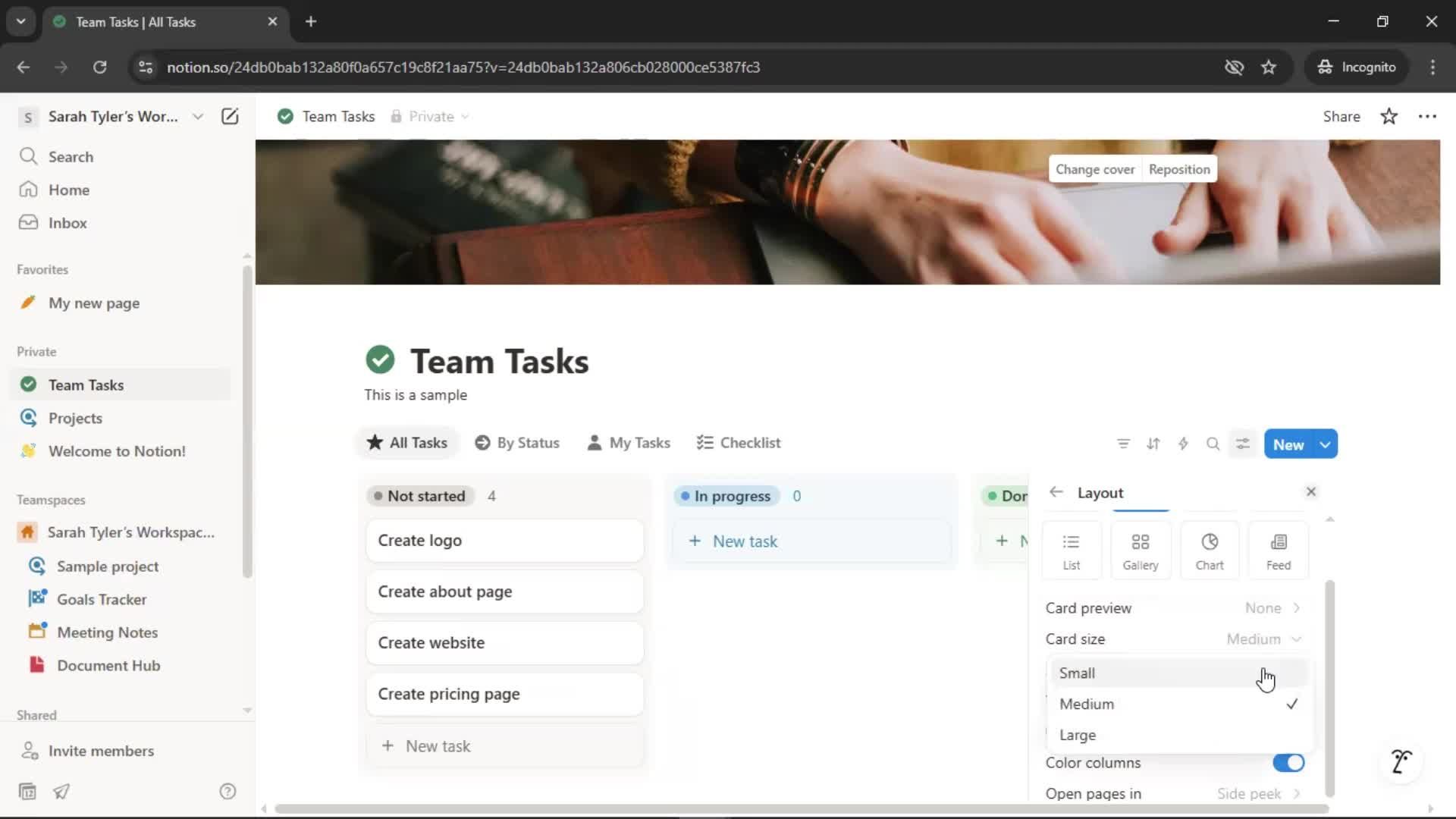 Tasks screenshot