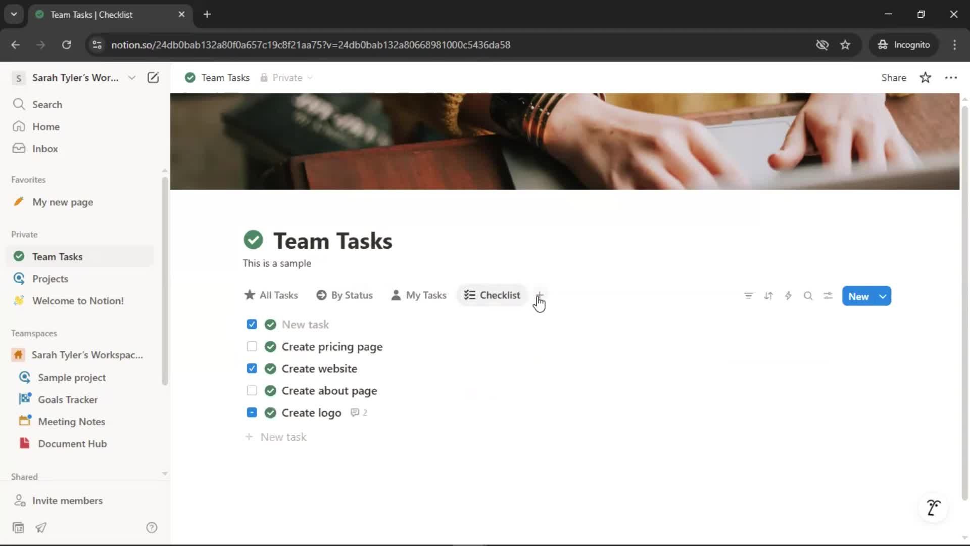 Tasks screenshot