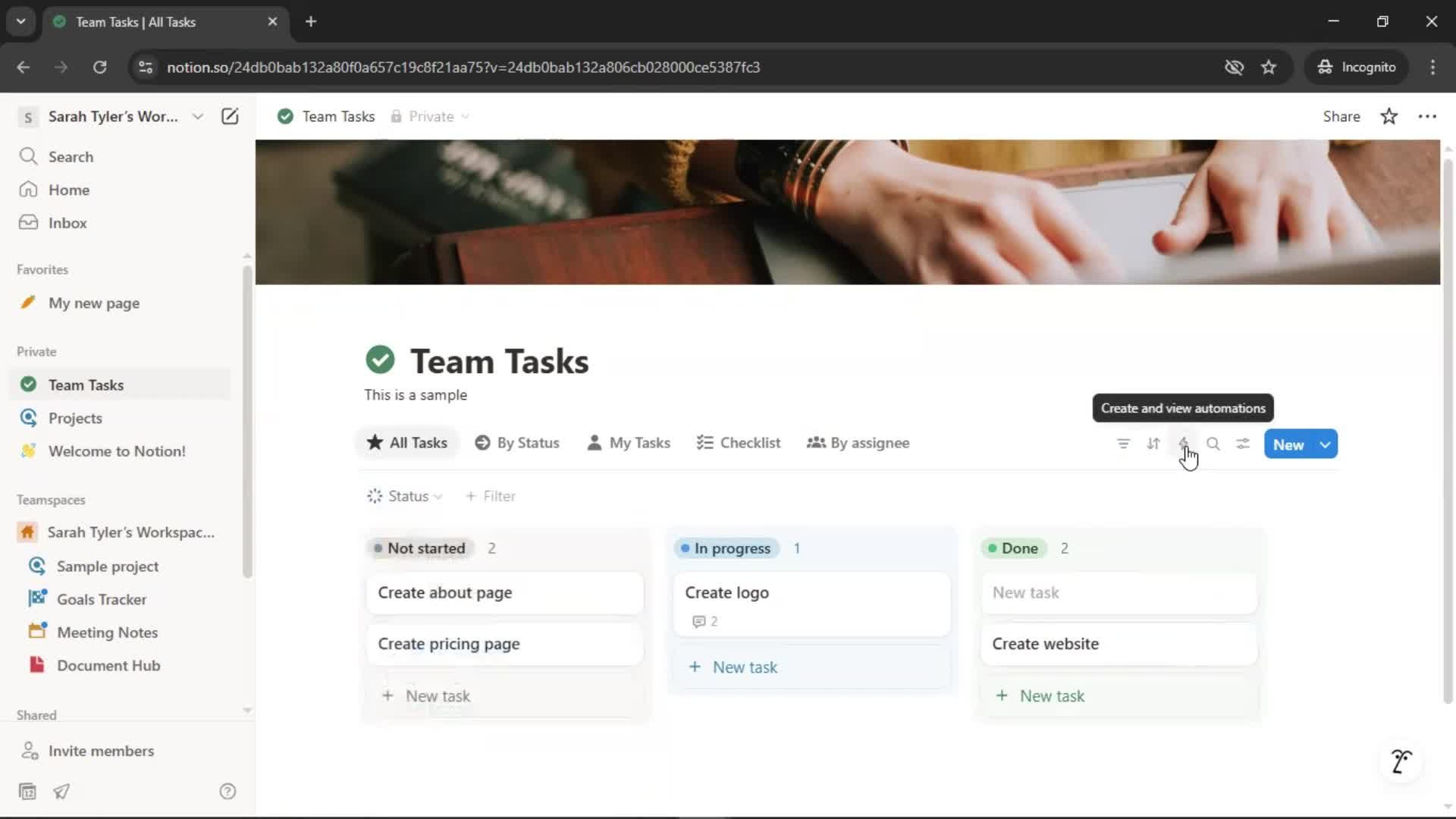 Tasks screenshot