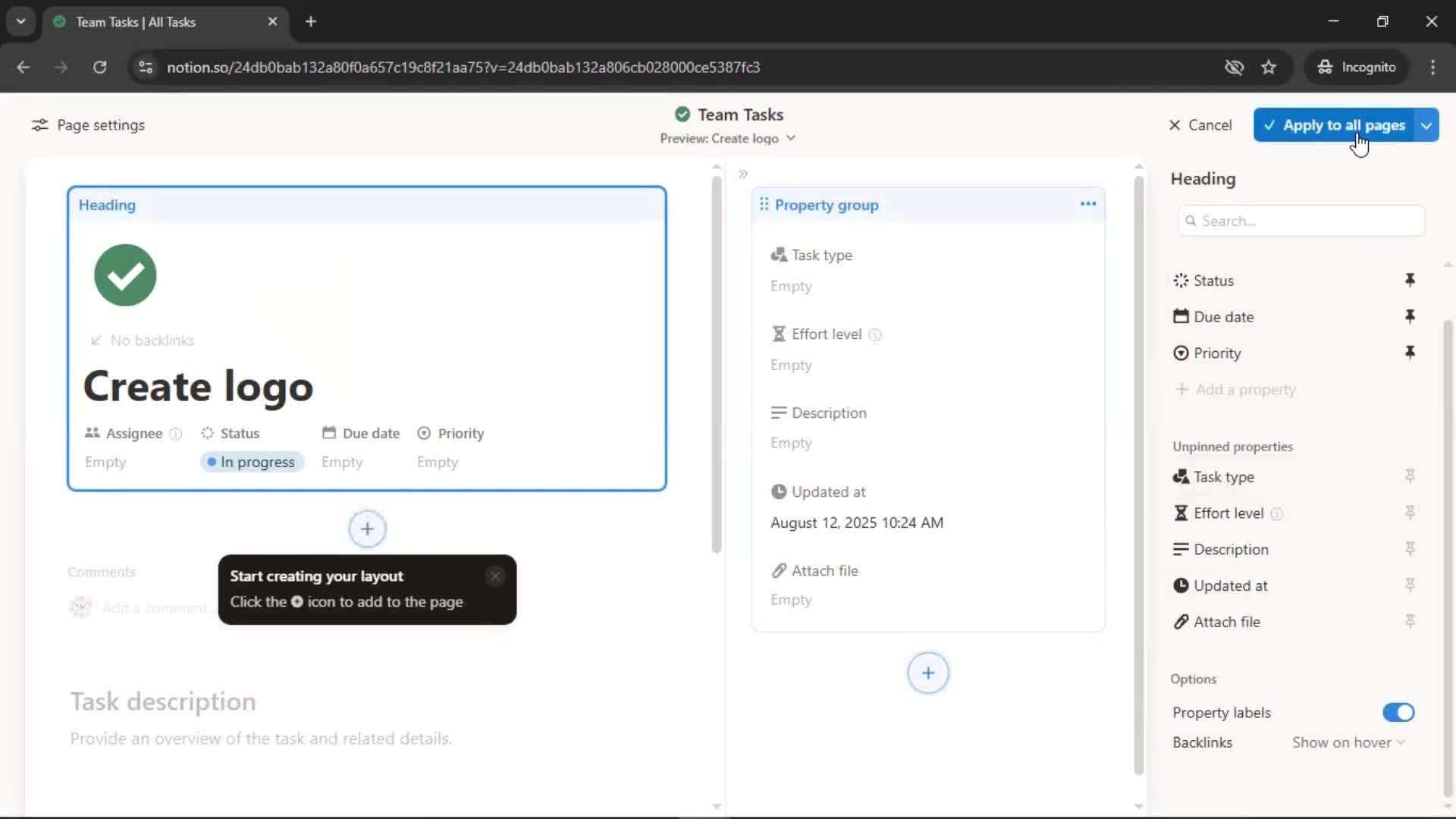 Tasks screenshot