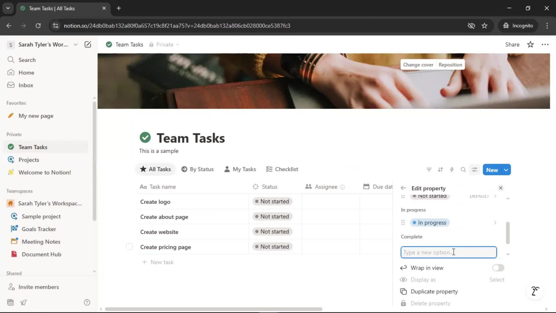 Tasks screenshot