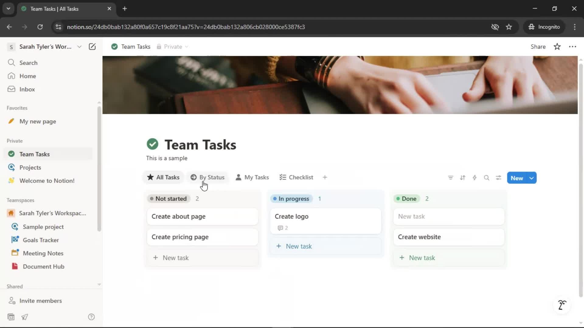 Tasks screenshot