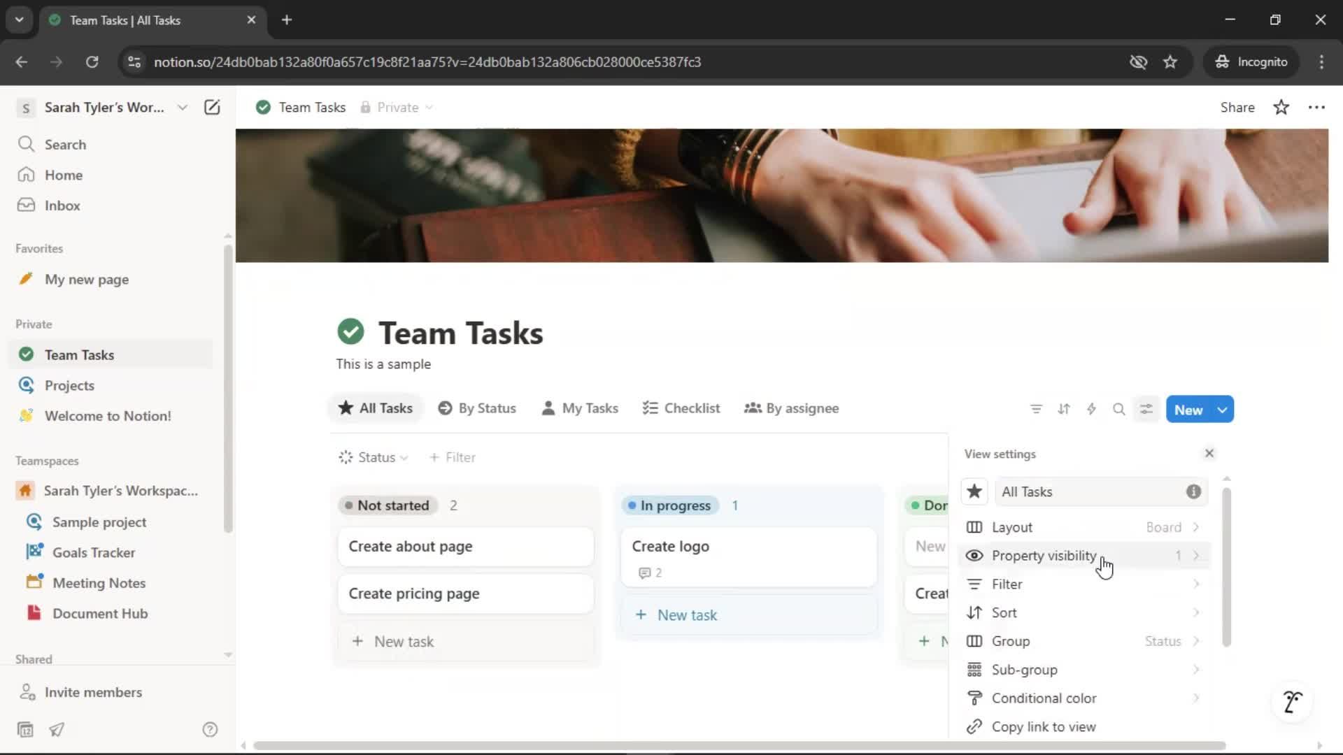 Tasks screenshot