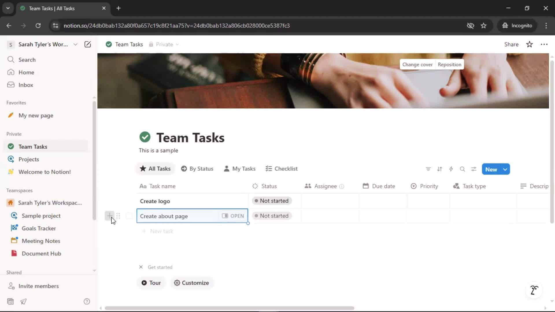 Tasks screenshot