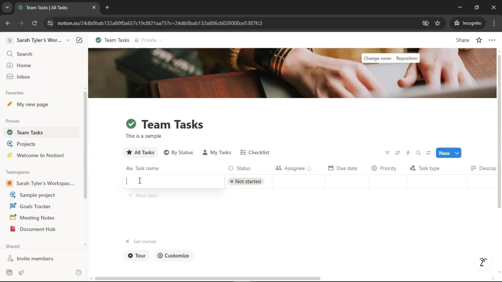 Tasks screenshot