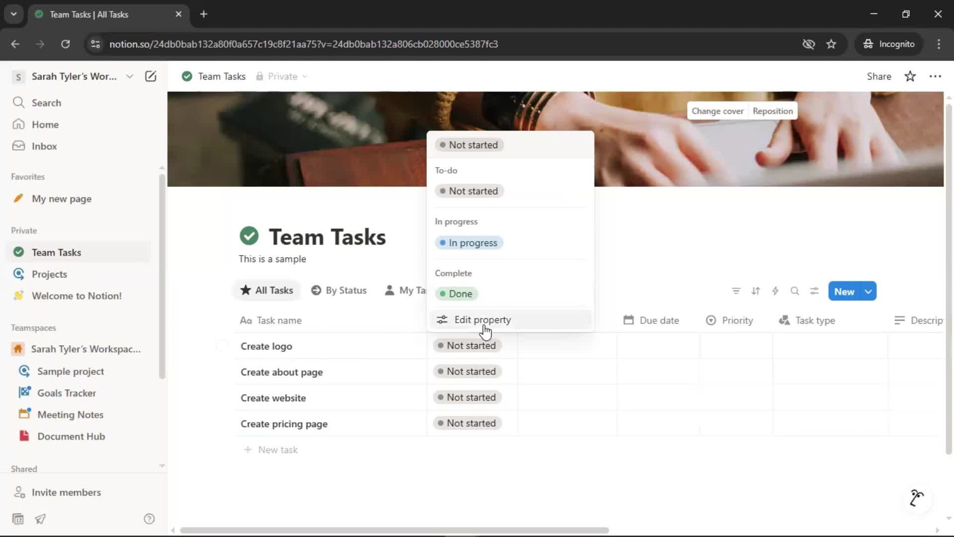 Tasks screenshot