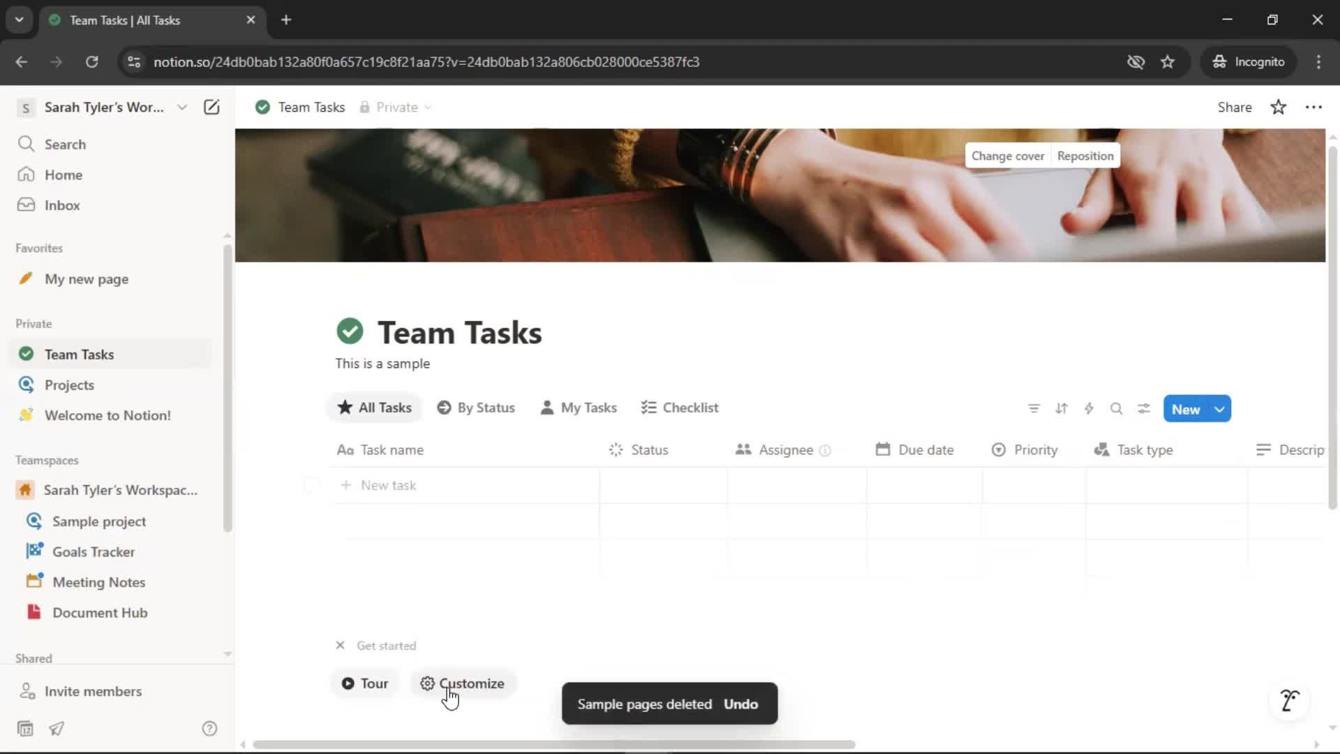Tasks screenshot