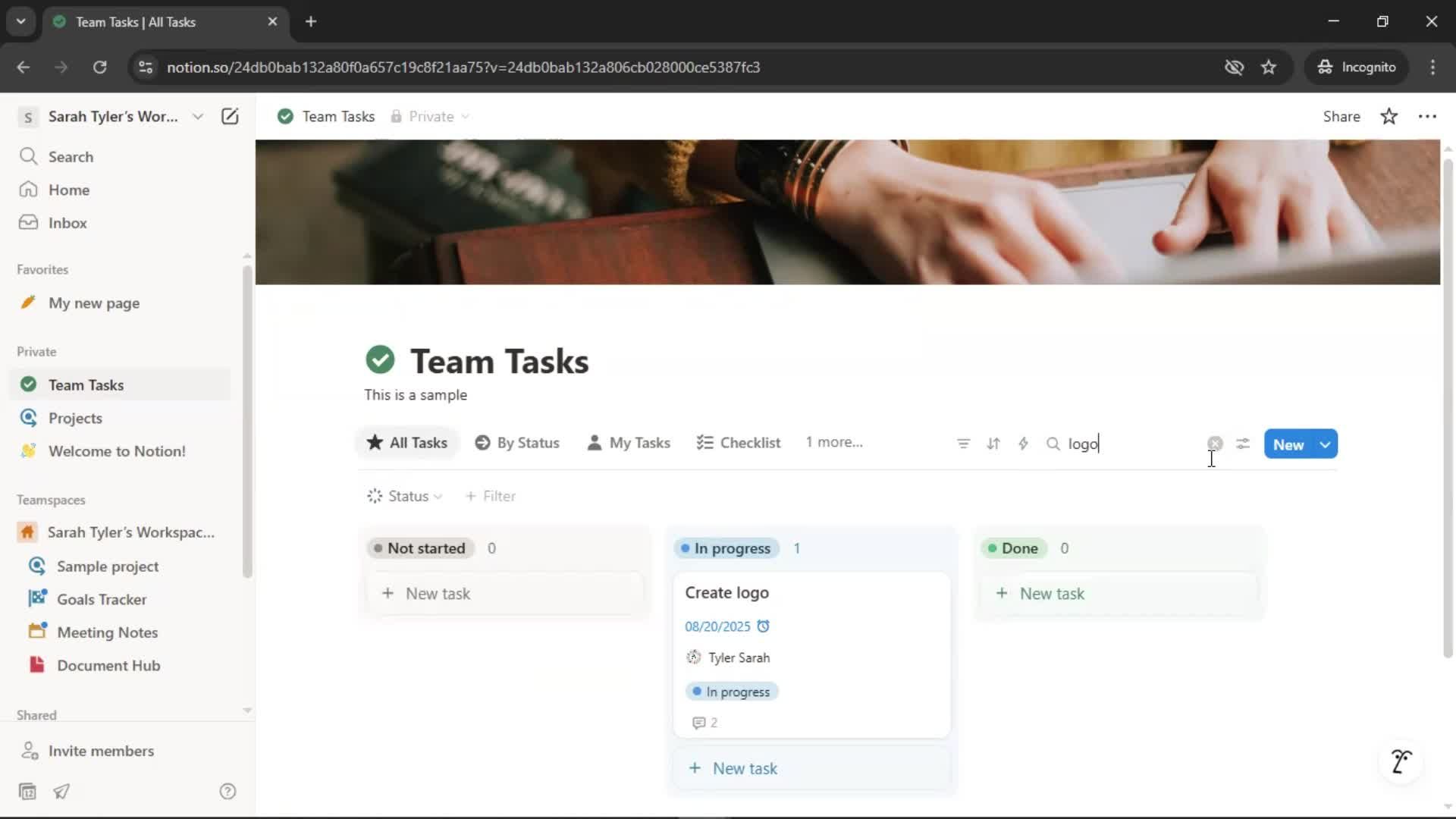 Tasks screenshot