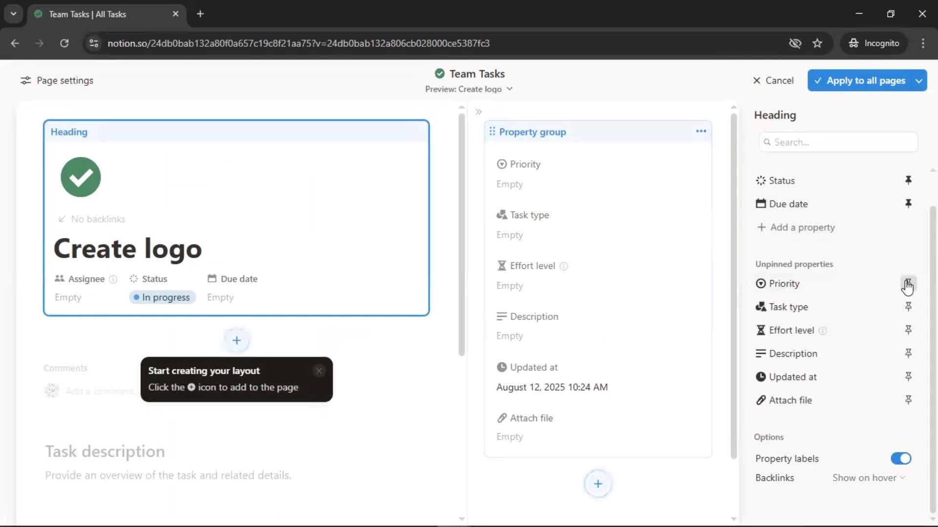 Tasks screenshot