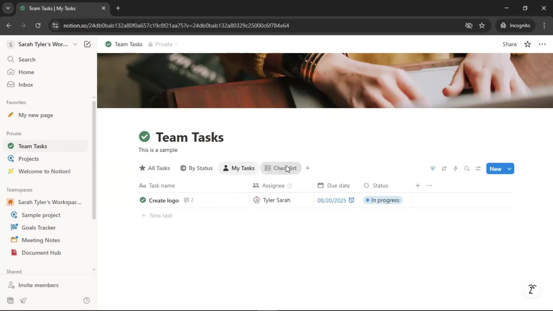 Tasks screenshot