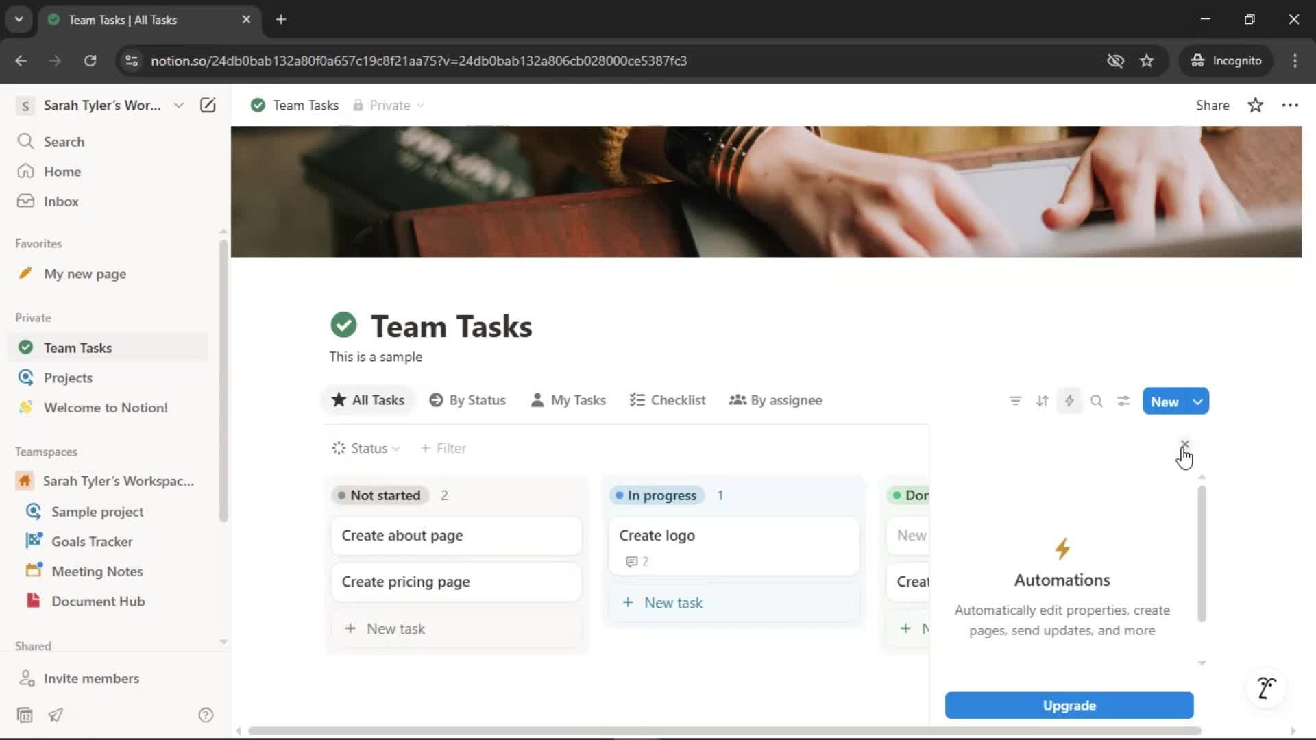 Tasks screenshot