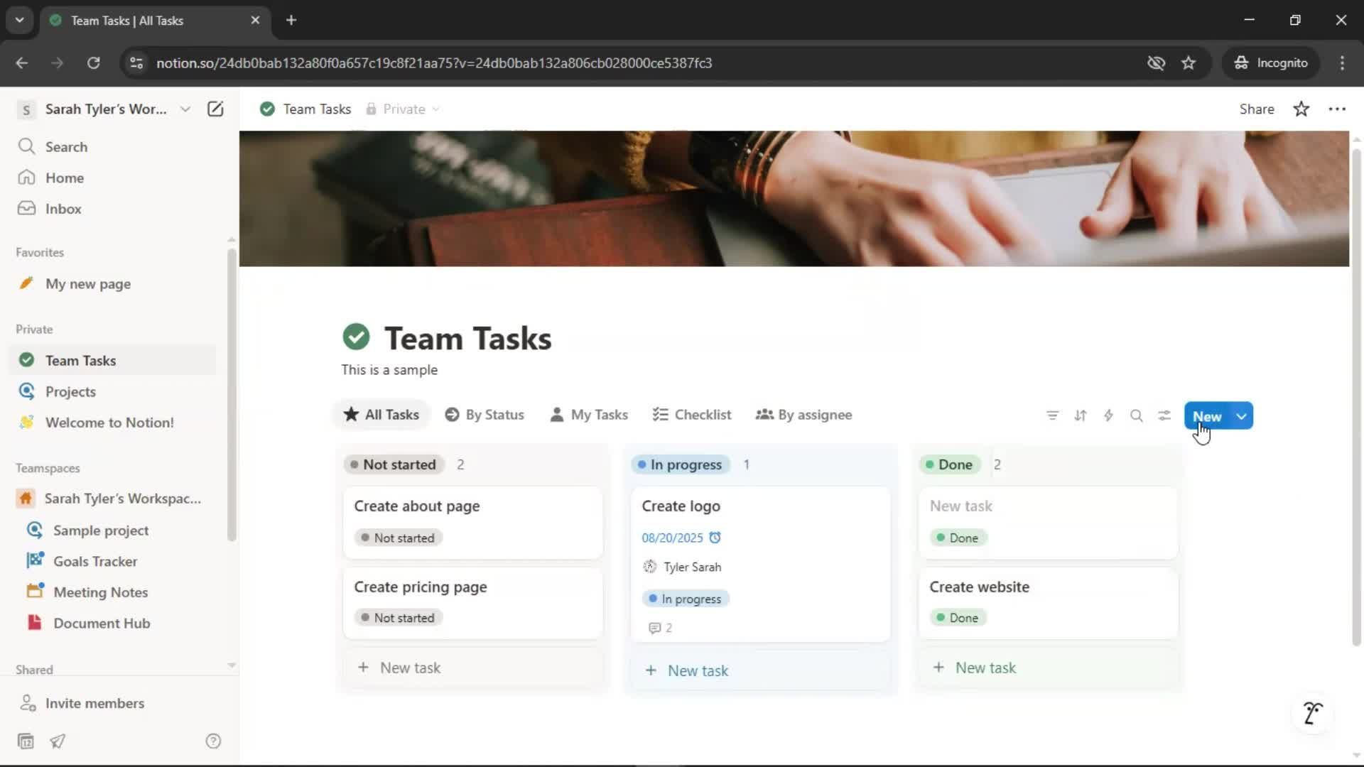 Tasks screenshot
