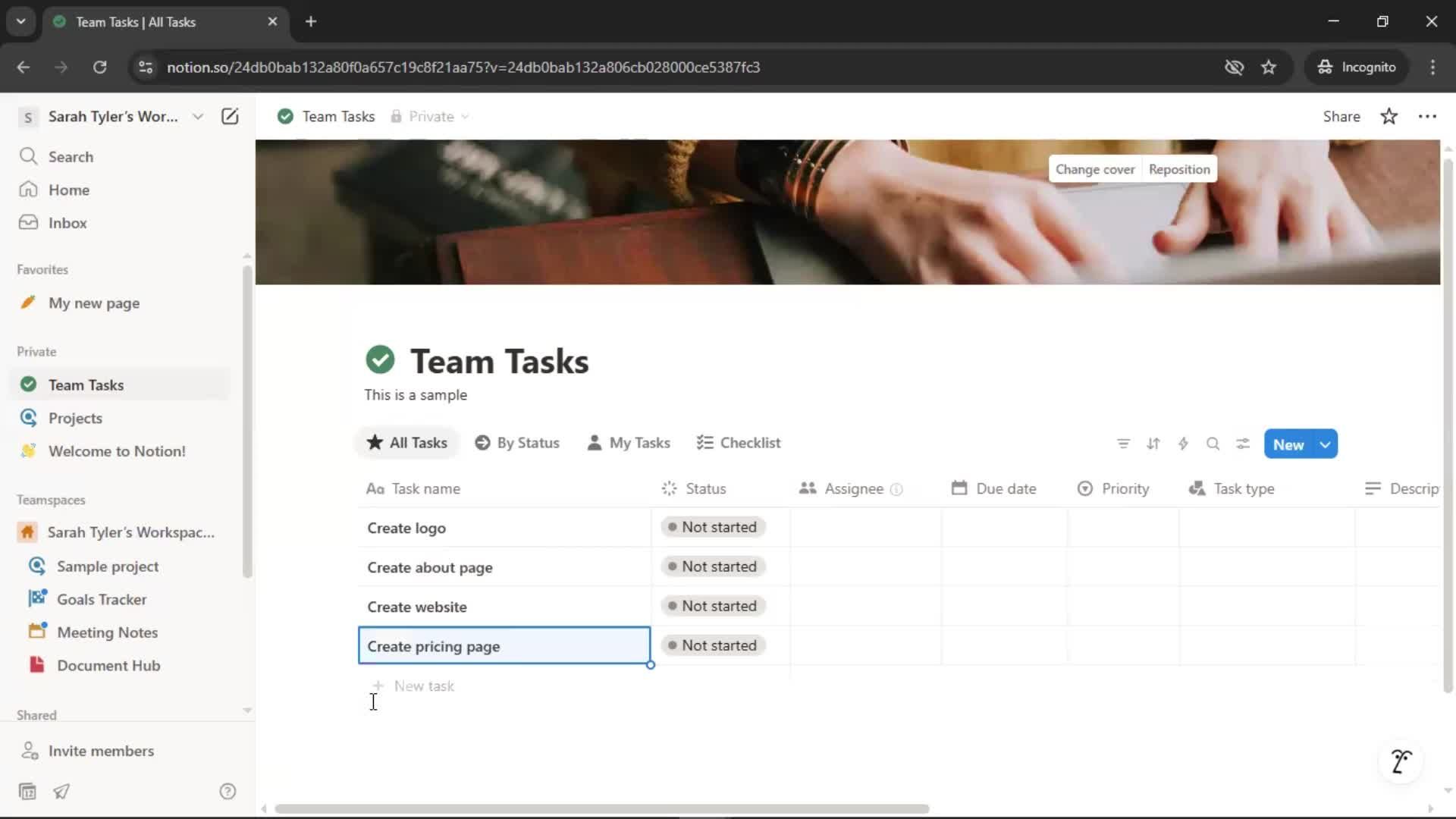 Tasks screenshot