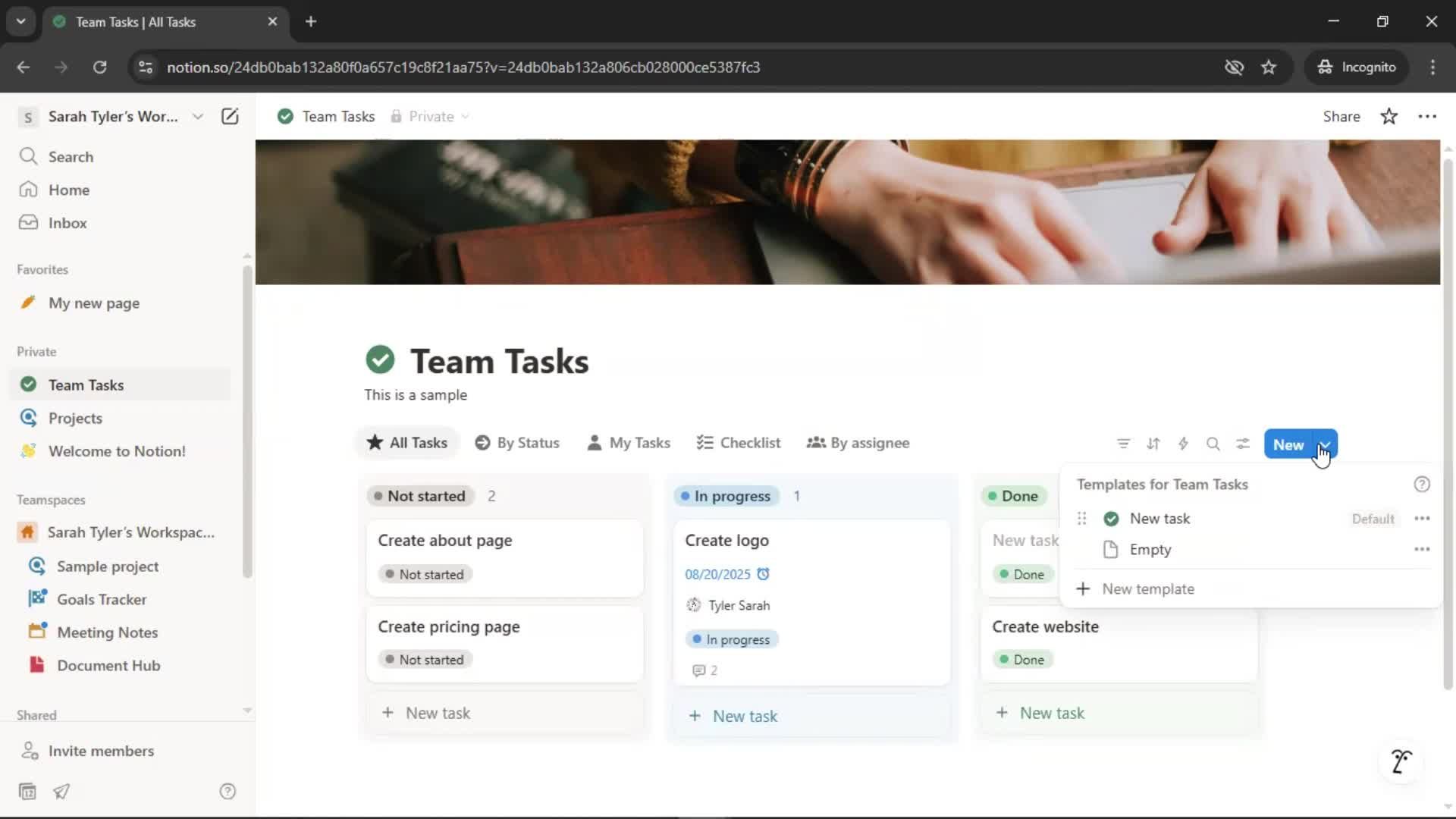 Tasks screenshot