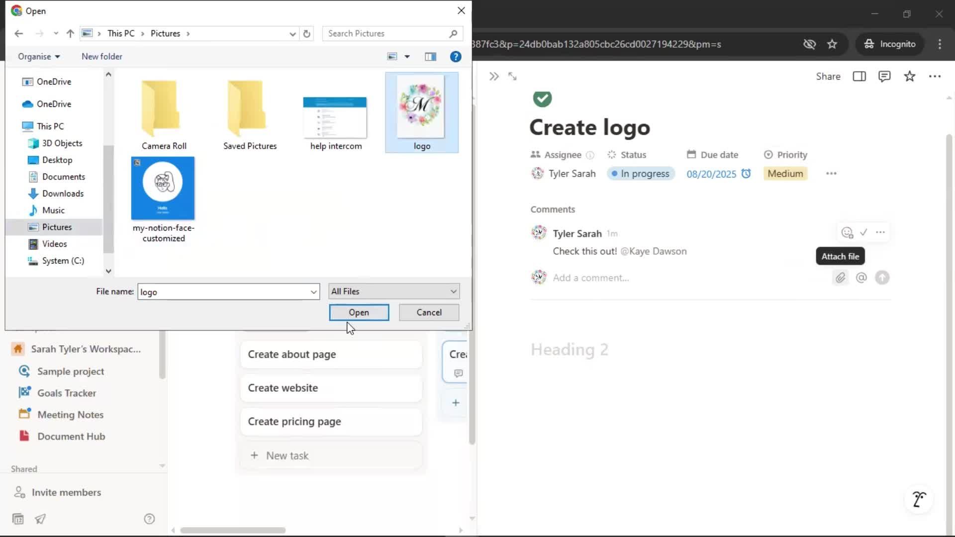 Tasks screenshot