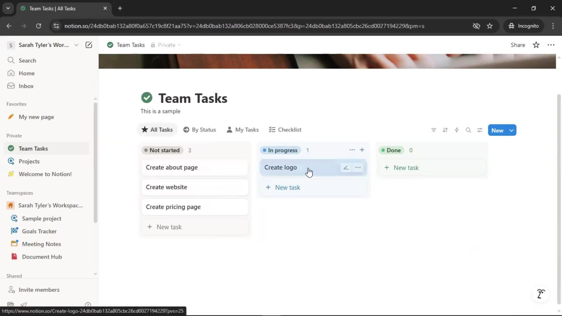 Tasks screenshot