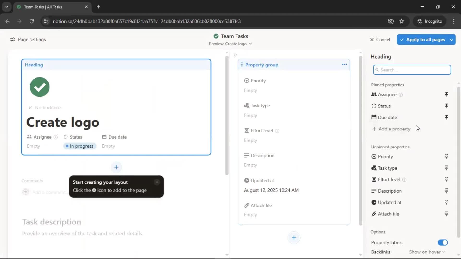 Tasks screenshot